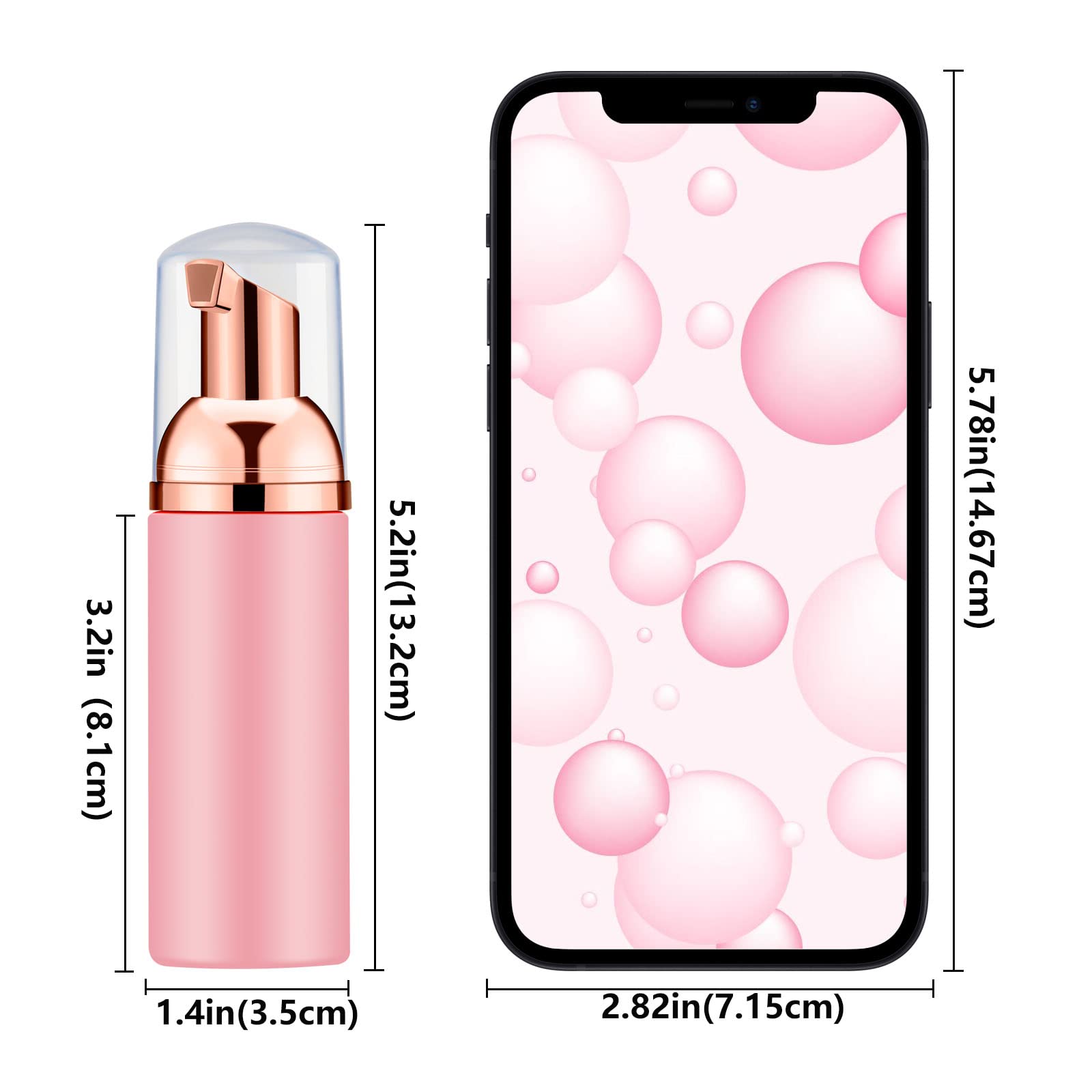 2 Oz Empty Foam Pump Bottles (12 Pack) - Travel Size Foaming Soap Dispensers for Hand Soap, Lash Shampoo & Facial Cleanser - Pink & Rose Gold - Perfect for Travel, Salon & Home Use