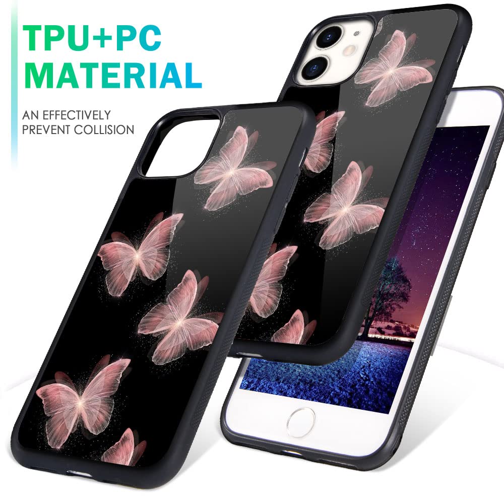 MAYCARI iPhone 12 Pro Max Case with Butterfly Design - Hard Back & Soft TPU Bumper Protective Cover for Women | Stylish Phone Case for Everyday Use, Work & Travel