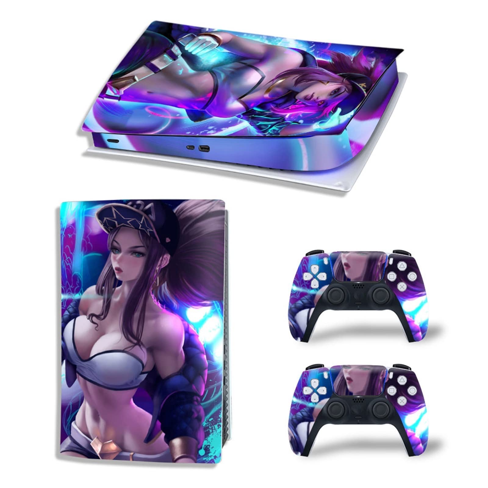 Anime Vinyl Skin Decal for PS5 Digital Edition - Scratch-Resistant Protective Cover for 2 Controllers - Bubble-Free Application - Perfect for Gaming Enthusiasts & Anime Fans - Enhance Your PS5 Setup at Home or Gaming Events