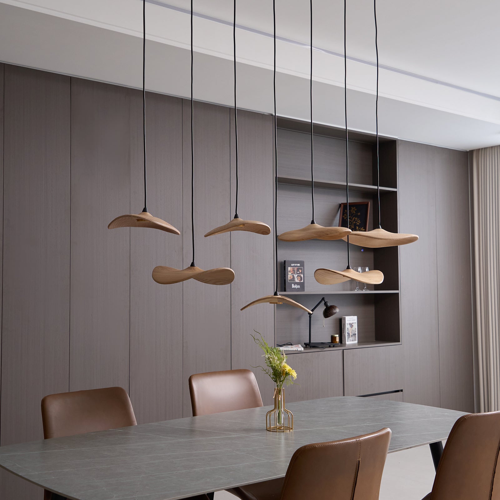 Modern Empty Leaf Chandelier - Elegant Gold Metal Pendant Light Fixture for Dining Room, Living Room & Bedroom | Perfect for Farmhouse, Boho & Contemporary Home Decor
