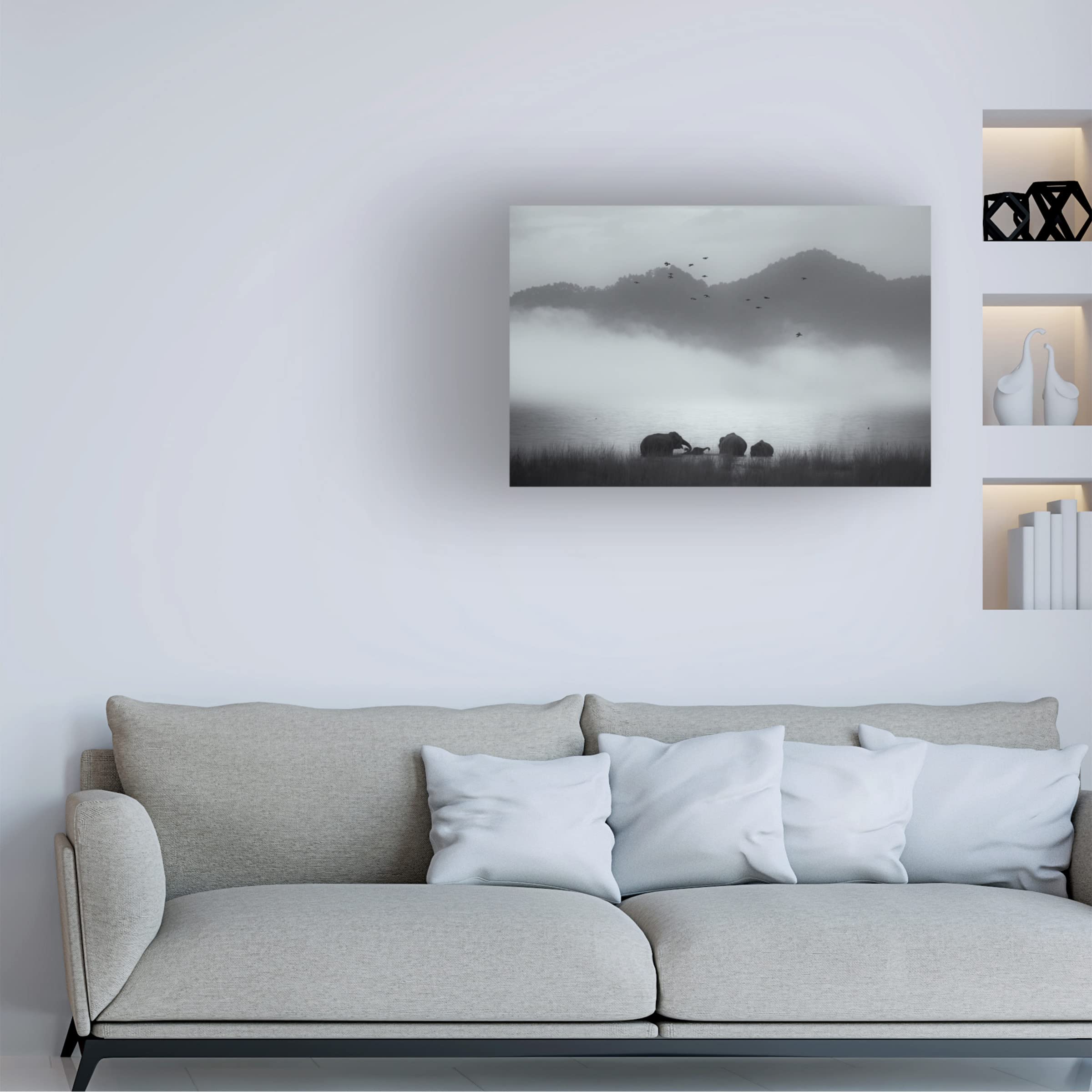 Trademark Fine Art 'Misty Moments' Canvas Wall Art by Swapnil - Modern Landscape Painting for Living Room, Bedroom & Office Decor