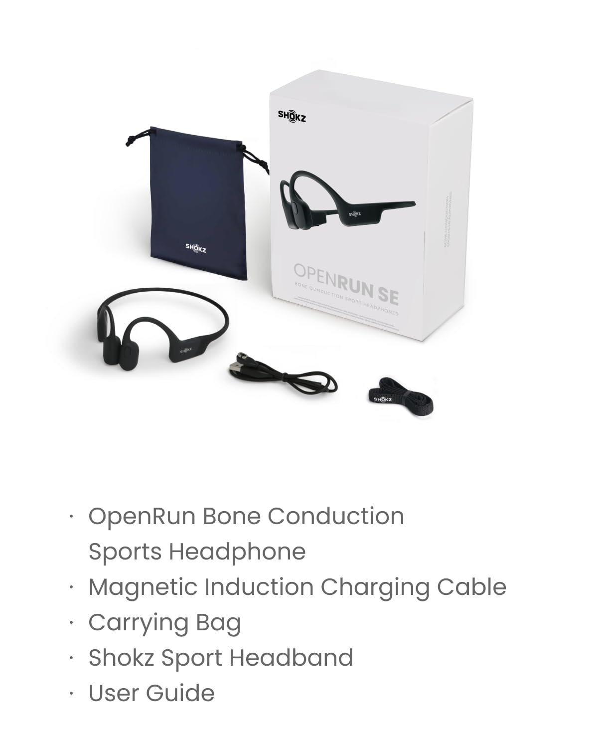SHOKZ OpenRun SE Wireless Bone Conduction Headphones - Open-Ear Bluetooth Sports Earphones with Mic | IP55 Waterproof | 8-Hour Battery Life | England Athletics Recommended | Perfect for Running, Cycling & Workouts (Comet Grey)