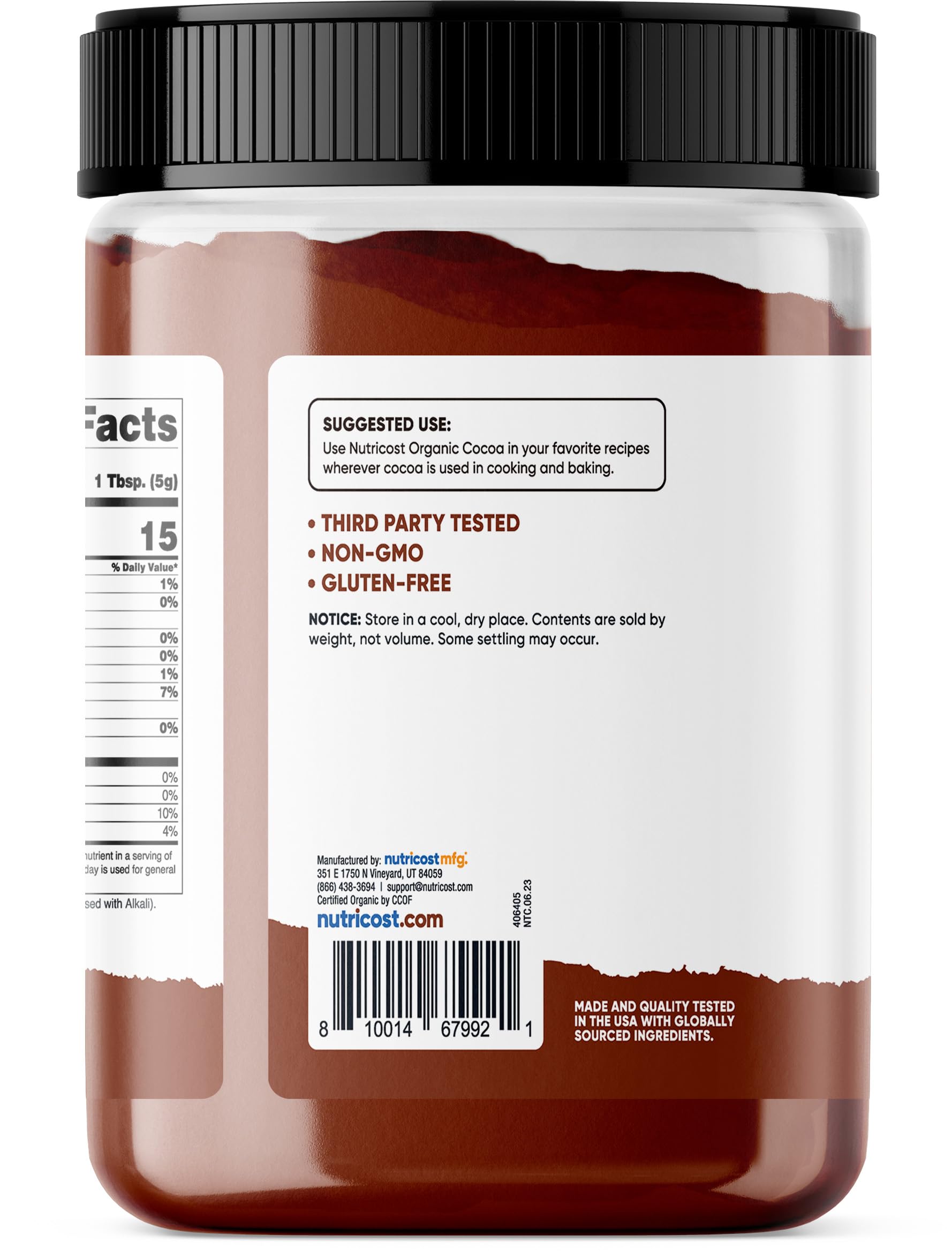 Nutricost Organic Cocoa Powder 1.5lb - Non-GMO, Gluten Free, Vegan Baking Cocoa for Desserts, Smoothies & Hot Chocolate | Pantry-Stable Superfood for Baking & Cooking