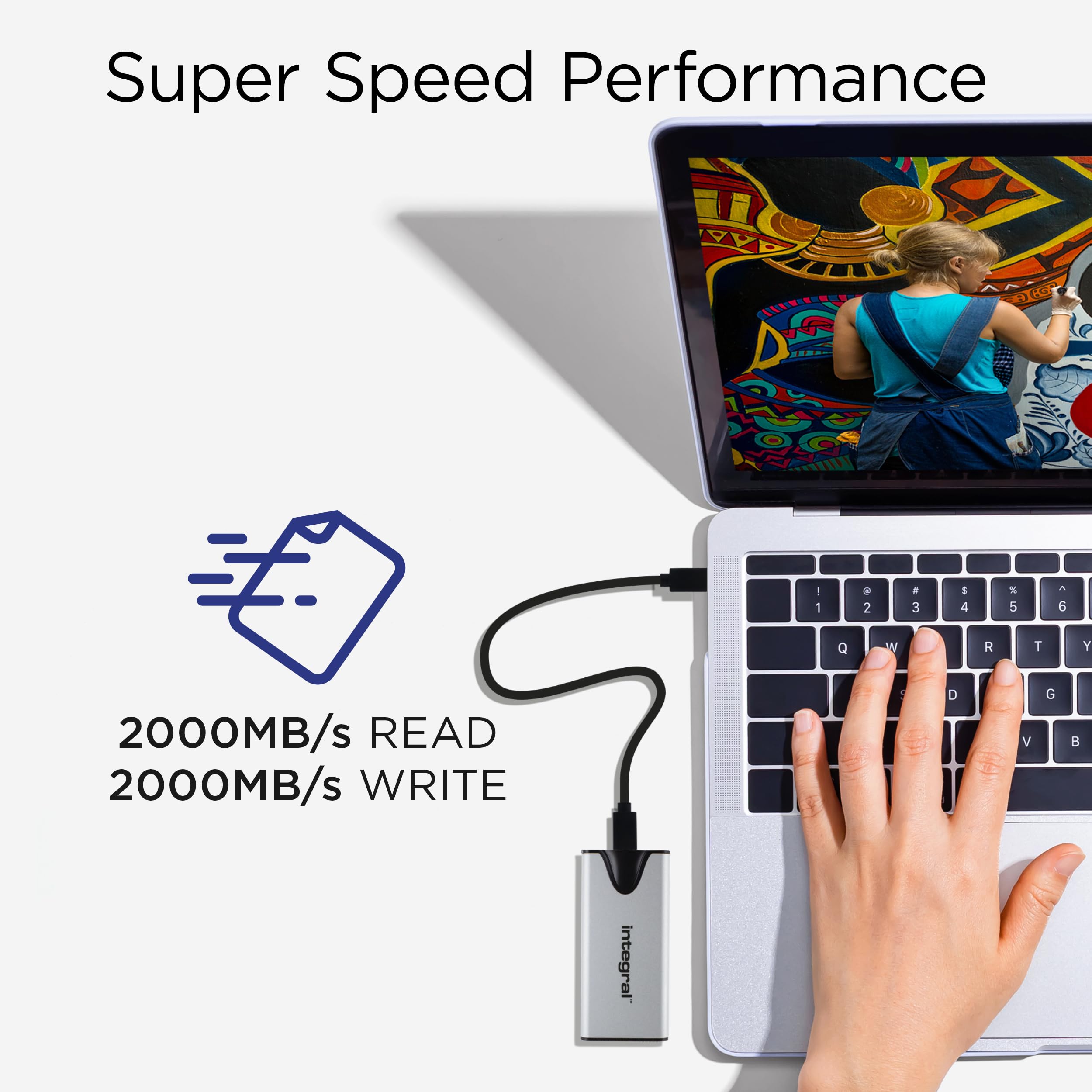 Integral SlimXpress Pro 1TB External SSD - Ultra Fast 2000MB/s Read/Write Speed, USB-C 3.2 Gen 2x2 Portable Solid State Drive, Aluminum Body for Mac PC Android PS5 Xbox - Perfect for Gaming, 4K Video Editing & Data Backup On-The-Go