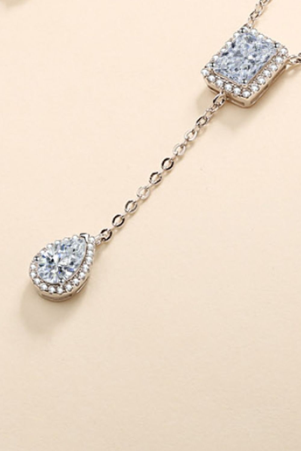 3 Carat 925 Sterling Silver Double Drop Pendant Necklace for Women - Elegant Dangling Jewelry Gift for Anniversary, Valentine's Day & Special Occasions