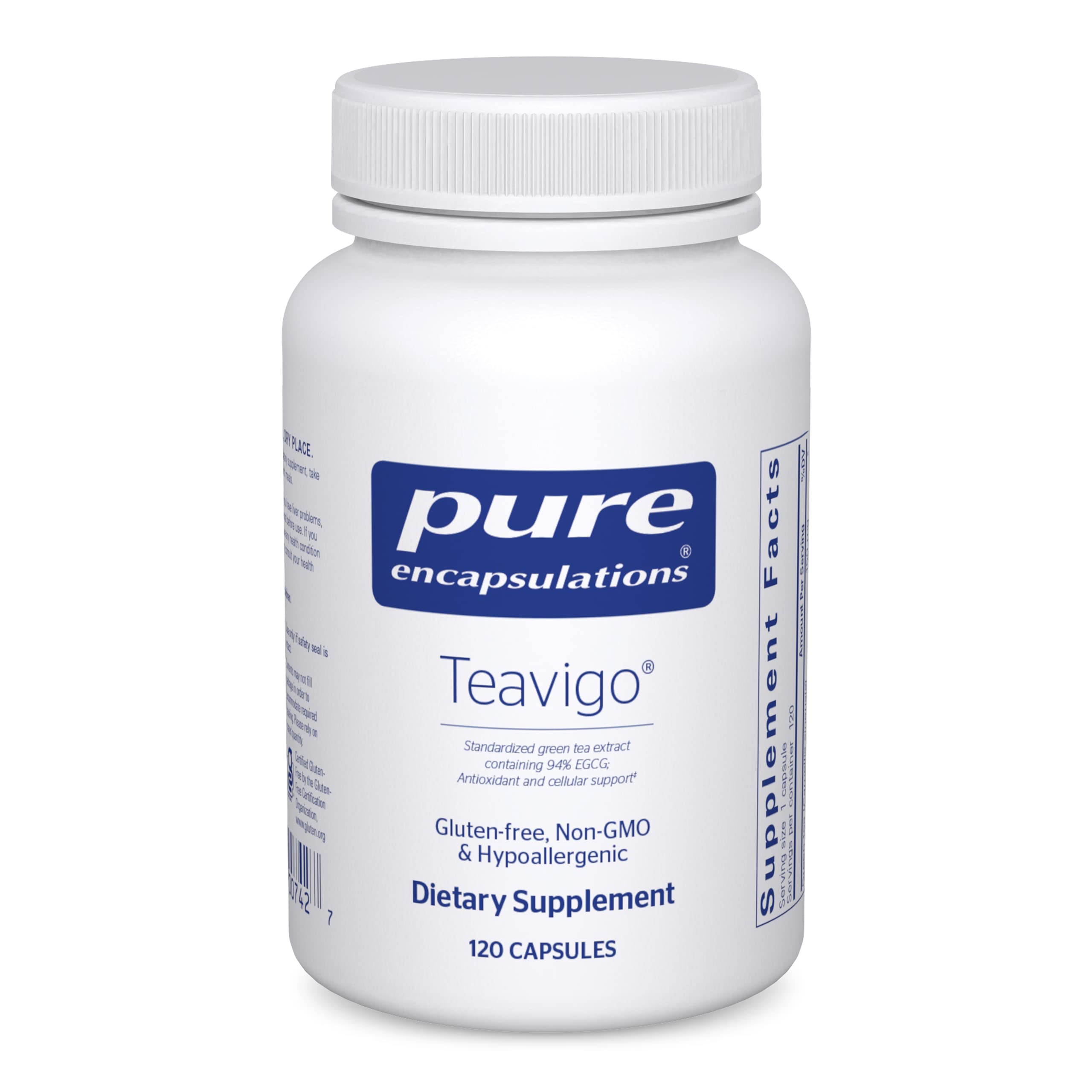Pure Encapsulations Teavigo | Hypoallergenic Green Tea Extract Supplement | Caffeine-Free Antioxidant Support | 120 Capsules | Boost Energy & Focus Naturally | Ideal for Daily Wellness & Detox Routines