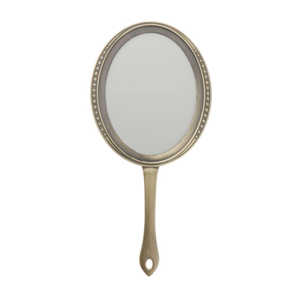 LOSA 7-Inch Oval Handheld Makeup Mirror - Portable Travel Cosmetic Mirror with Bronze Frame - Perfect for Home, Travel, and Professional Makeup Application