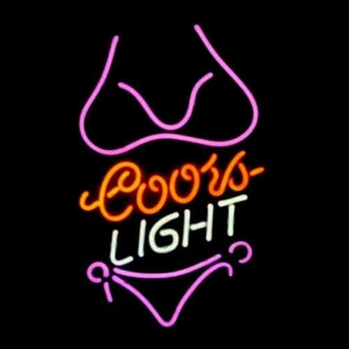 Queen Sense 17x14 Inch Cool Light Bikini Neon Sign - Vintage Beer Bar Decor for Man Cave, Pub, Game Room & Bachelor Party - LED Neon Lamp Gift for Men A117CLBPP