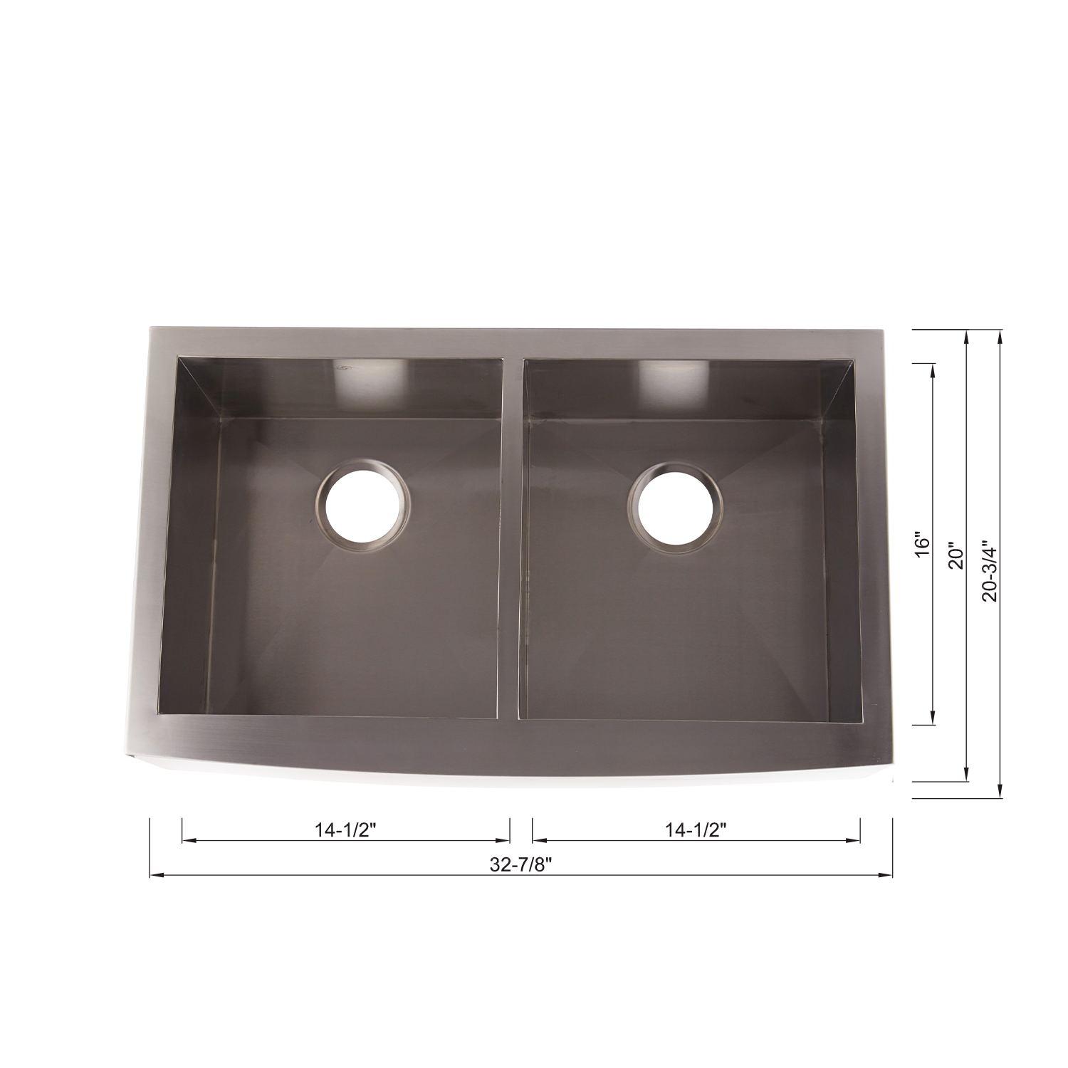DAX Farmhouse 50/50 Double Bowl Kitchen Sink - 16 Gauge Stainless Steel with Brushed Finish - 33 x 20 x 10 Inches (DAX SQ 3320F) - Perfect for Modern Farmhouse Kitchens & Renovation Projects