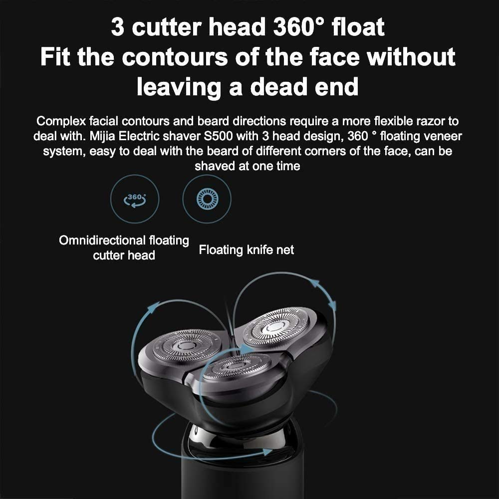 Premium Electric Razor for Men - Wet & Dry Cordless Rotary Shaver with IPX7 Waterproof, Rechargeable Battery & LED Display - Black - Perfect for Travel, Gym & Daily Shaving