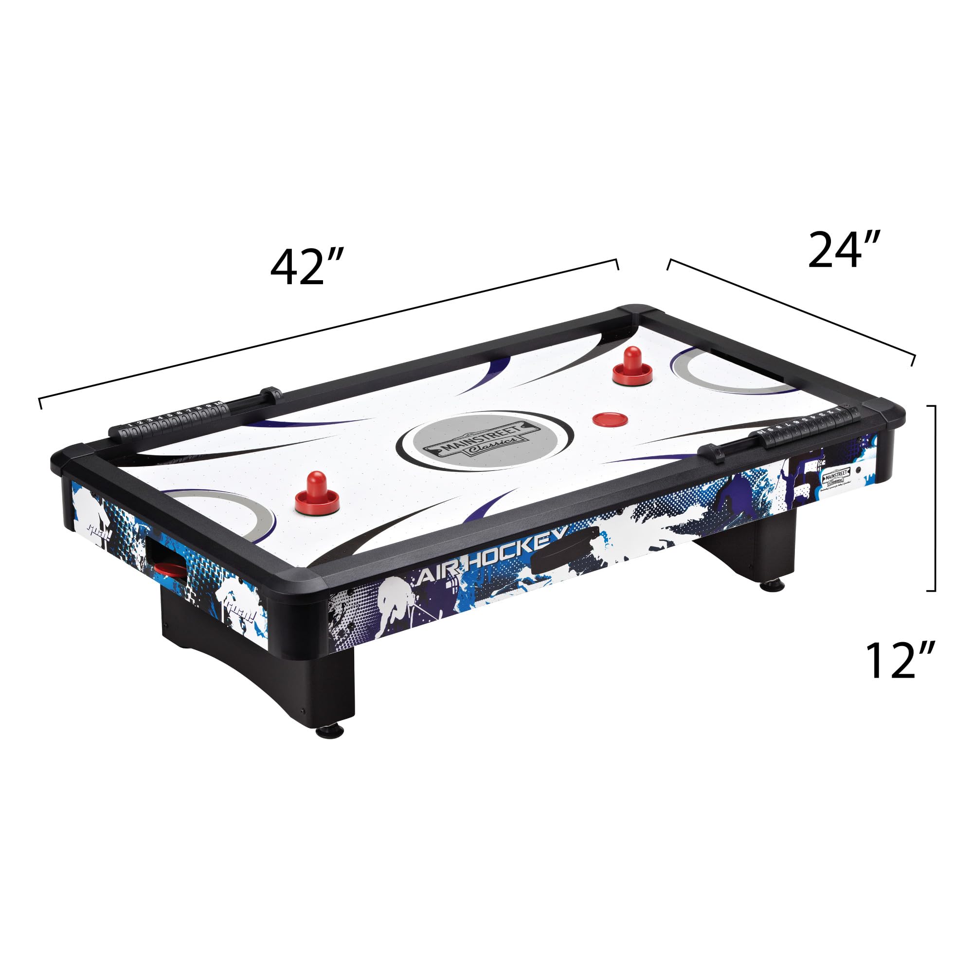 Mainstreet Classics by GLD Products Table Top Air Hockey Game - Compact Indoor Arcade Sports for Kids & Adults - Perfect for Home, Office, and Party Entertainment