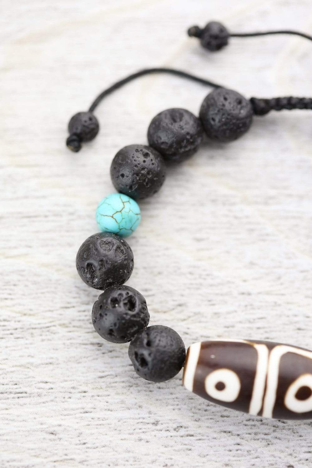 Natural Lava Stone & Dzi Bead Grounding Bracelet - Healing Mala for Meditation, Yoga & Stress Relief