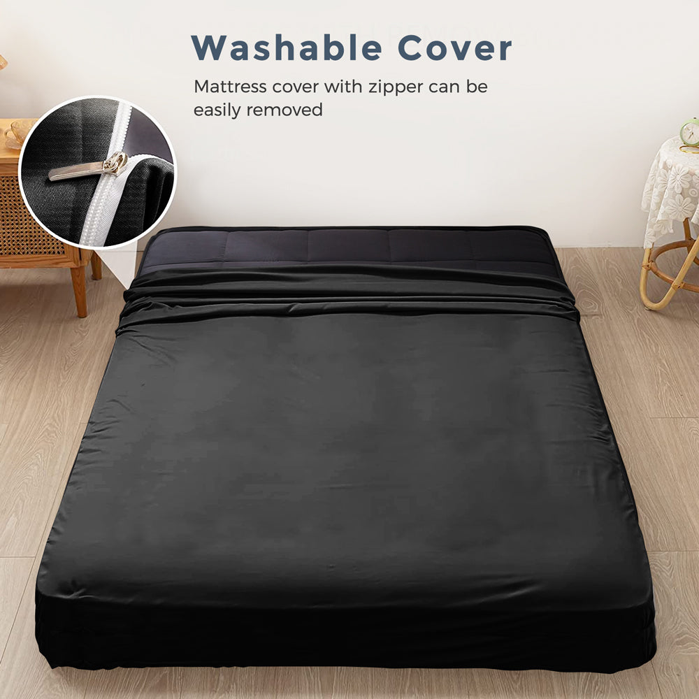 MAXYOYO 8 Inch Futon Mattress - Extra Thick Square Floor Mattress & Mattress Topper Pad in Black | Perfect for Guest Beds, Dorm Rooms, and Floor Sleeping