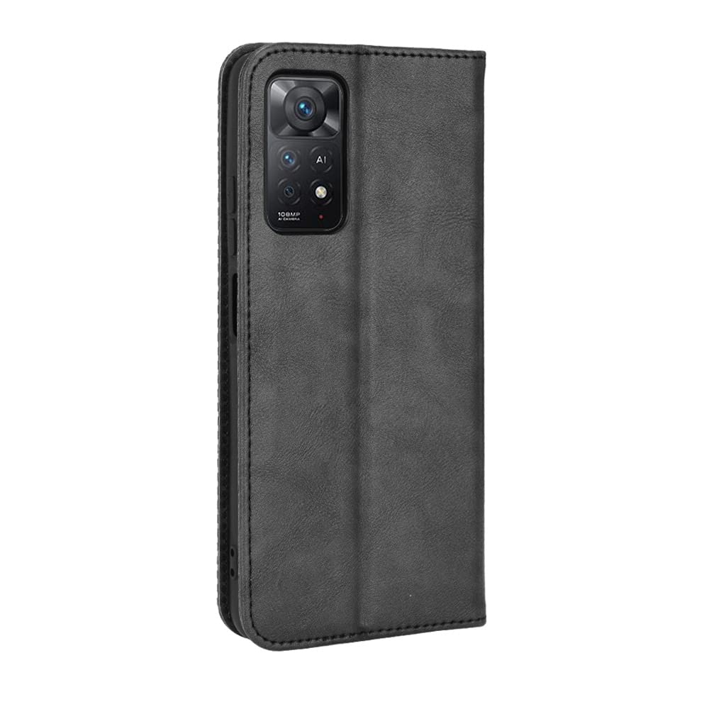 Premium Leather Case for Xiaomi Redmi Note 11 Pro 4G/5G - PU Leather Flip Cover with Card Slots, Shockproof Protection - Perfect for Work, Travel & Daily Use (Black)