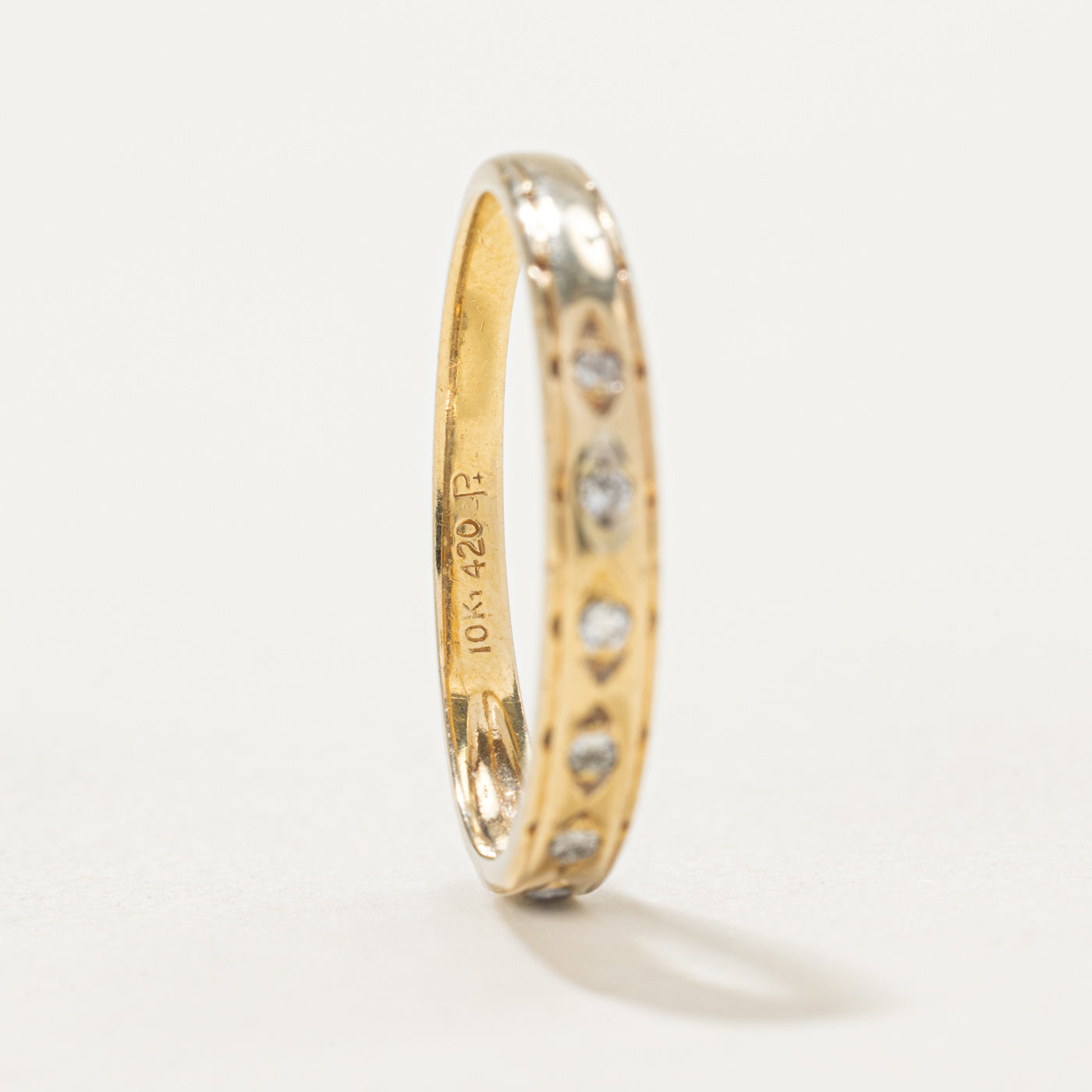 10K White Gold Semi Eternity Diamond Band Ring - 0.03ctw Total Weight - Size 6.5 - Perfect for Anniversary Gifts, Wedding Bands & Everyday Elegance