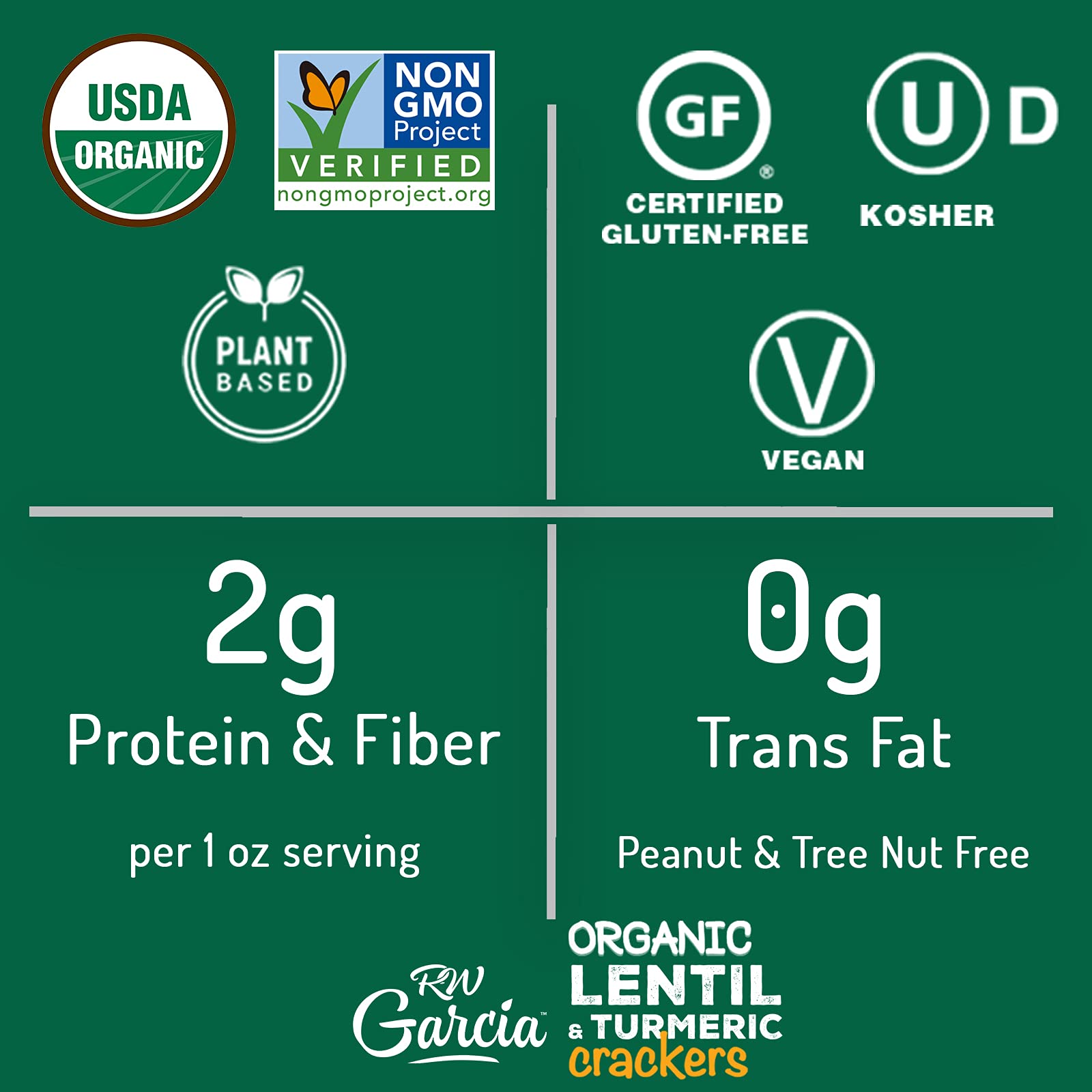 Organic Lentil & Turmeric Crackers Gluten Free Snacks - 6 Pack (5.5oz Each) | Healthy Vegan Crackers for Parties, Travel & On-the-Go Snacking