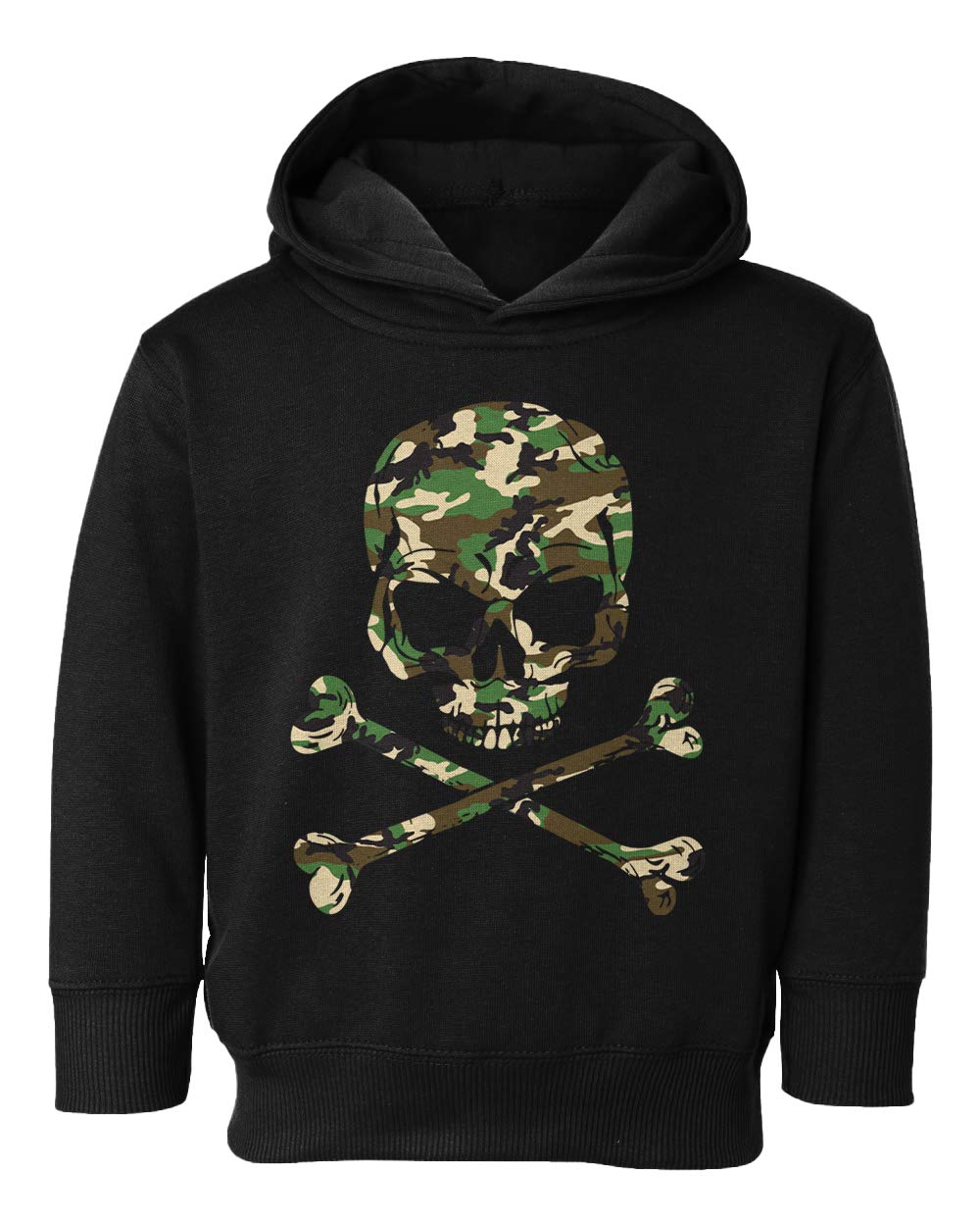 SpiritForged Camo Skull & Crossbones Toddler Hoodie - Soft & Comfortable Pullover for Boys & Girls - Perfect for Outdoor Play, Halloween & Casual Wear