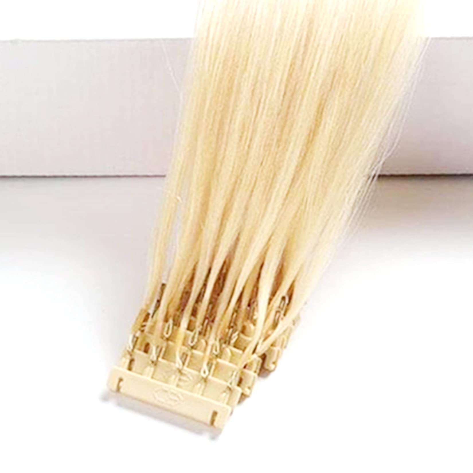 6D Human Hair Extensions - Bleach & Dye Friendly Blonde Hair Weft (40g, #613, 22in/55cm) | Seamless No-Trace Soft Hair Extensions for Machine Application | Perfect for Daily Wear, Parties & Special Occasions