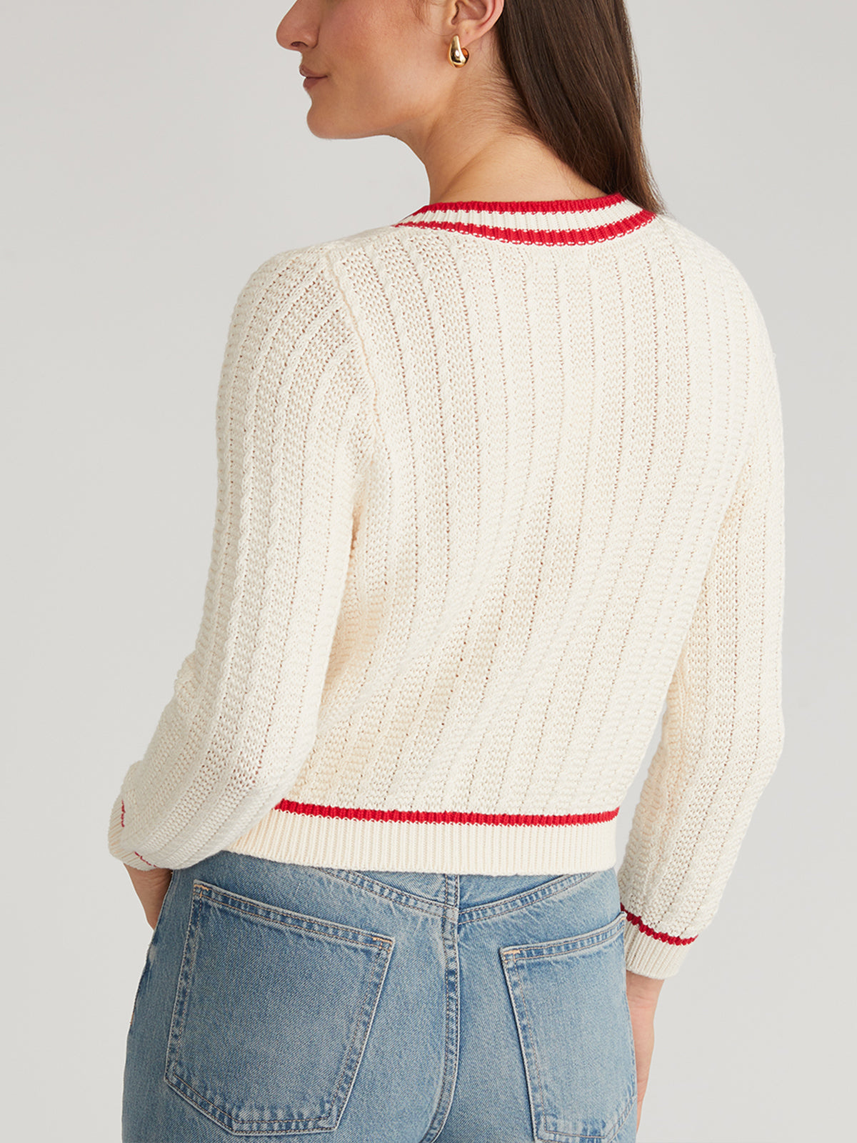 Laurel Women's Crewneck Tipped Cardigan Sweater | Casual Knit Open Front Long Sleeve Cover-Up | Perfect for Office, Date Night & Fall Layering