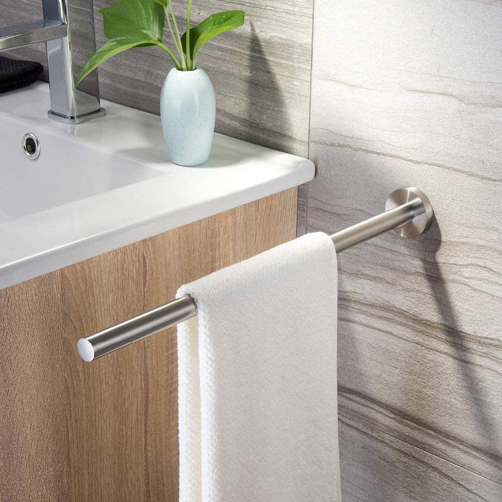 Stainless Steel Towel Rack for Bathroom & Kitchen - No Drill Wall Mount Towel Holder, Bar Rail Hanger for Bath Towels, Hand Towels & Washcloths - Perfect for Modern Home, Spa, Hotel & RV Use