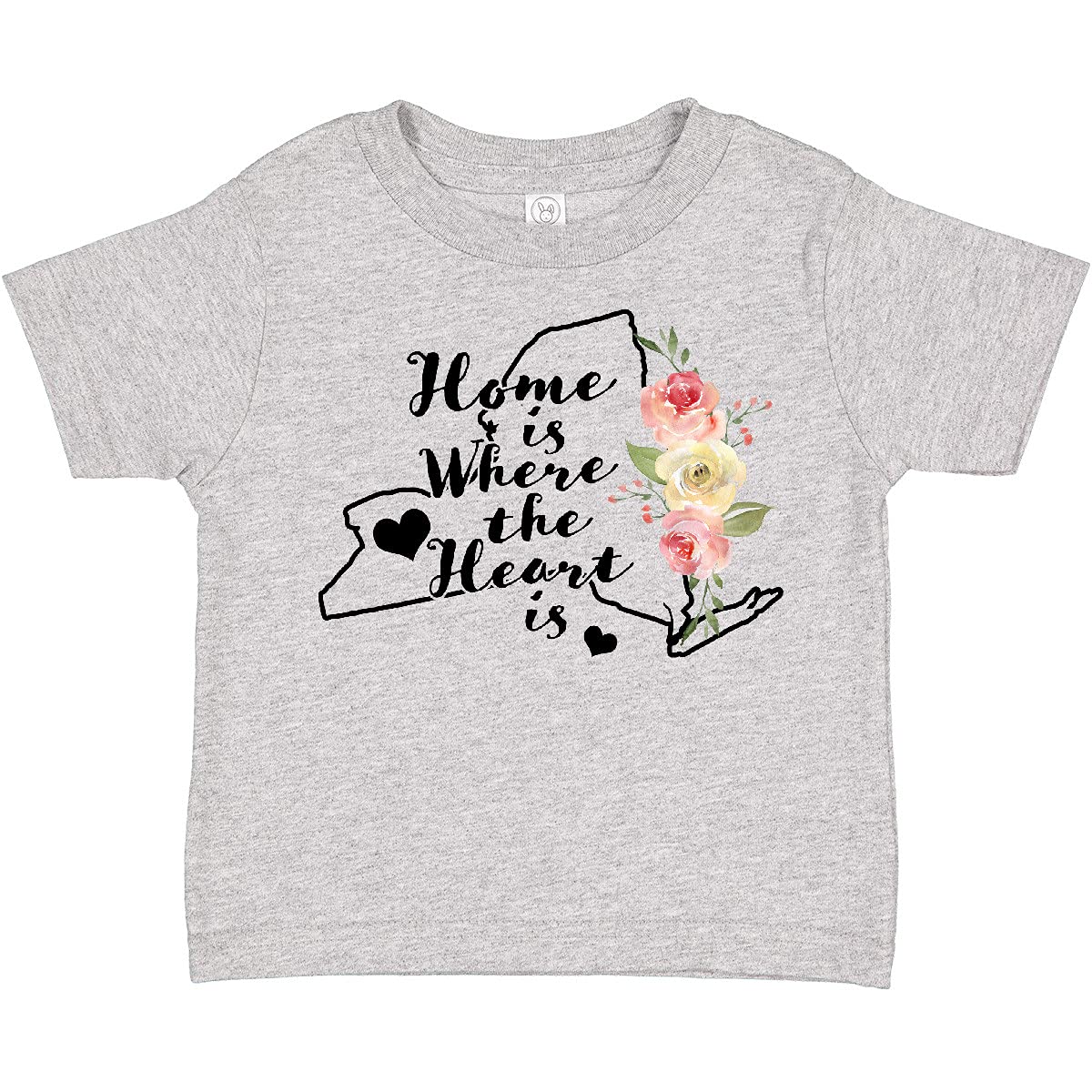 Inktastic New York Home is Where The Heart is Watercolor Graphic Toddler T-Shirt - Soft Cotton Tee for Boys & Girls, Cute Casual Outfit for Playdates, Daycare & Family Photos