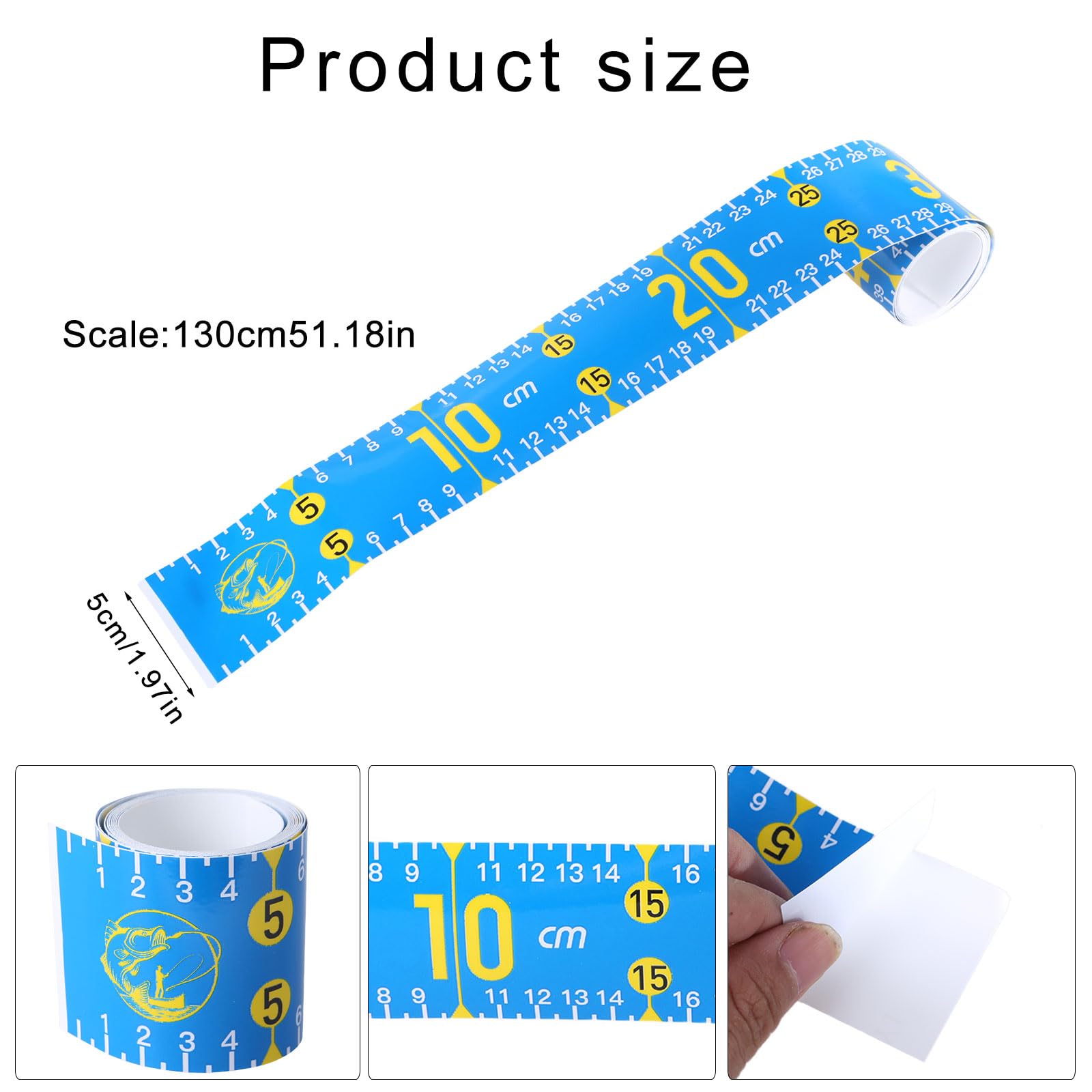 51 Inch Adhesive Fish Ruler Sticker - Waterproof Boat & Kayak Measuring Tape for Fishing - Accurate Fish Measuring Device for Anglers - Perfect for Freshwater & Saltwater Fishing Trips