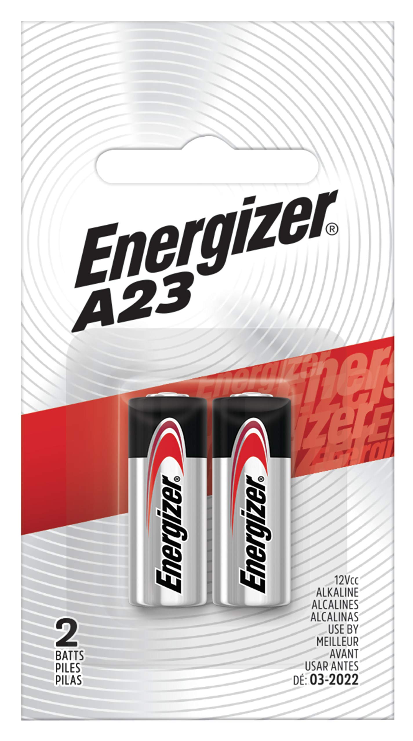 Energizer Zero Mercury Alkaline A23 Batteries 2-Pack - Long-Lasting Power for Garage Door Openers, Keyless Entry Systems & Small Electronics