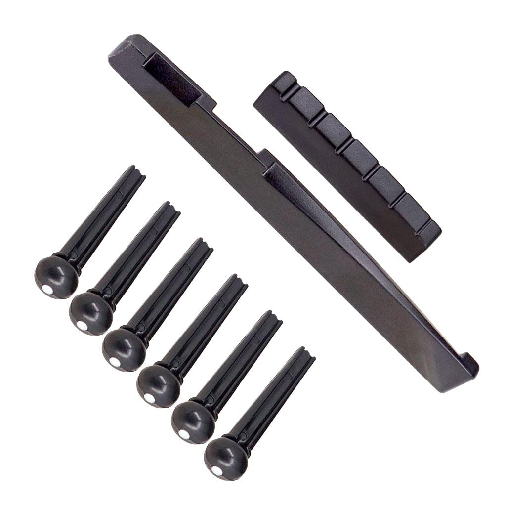 Almencla Acoustic Guitar Bridge Pins & Saddle Nut Set - Premium Guitar Accessories for Repair & Maintenance - Perfect for Guitarists, Luthiers & Music Enthusiasts