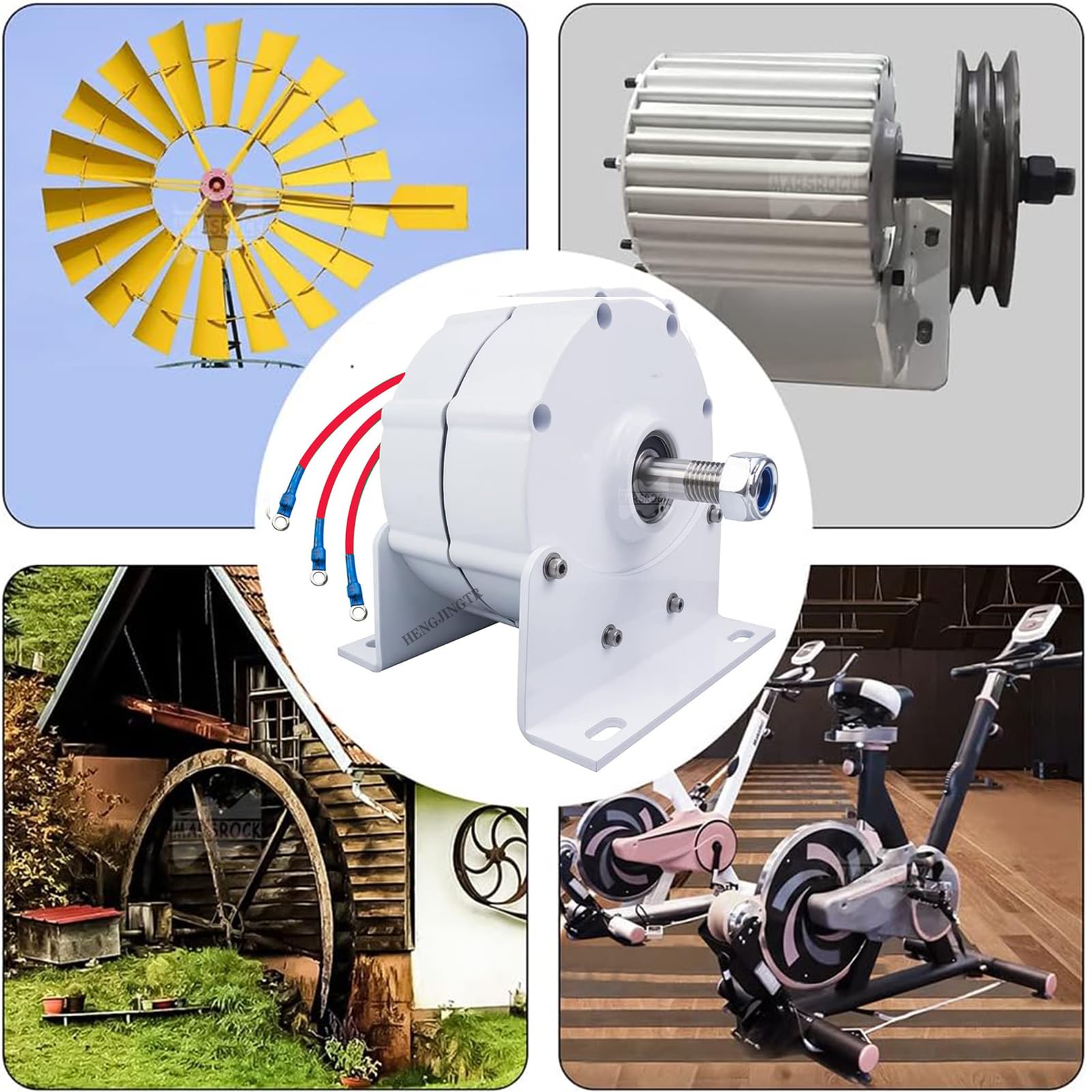 12V 24V 48V 12000W Permanent Magnet Three Phase Gearless Alternator with Base & Controller - for Wind Turbine, Water Turbine, DIY Renewable Energy Projects