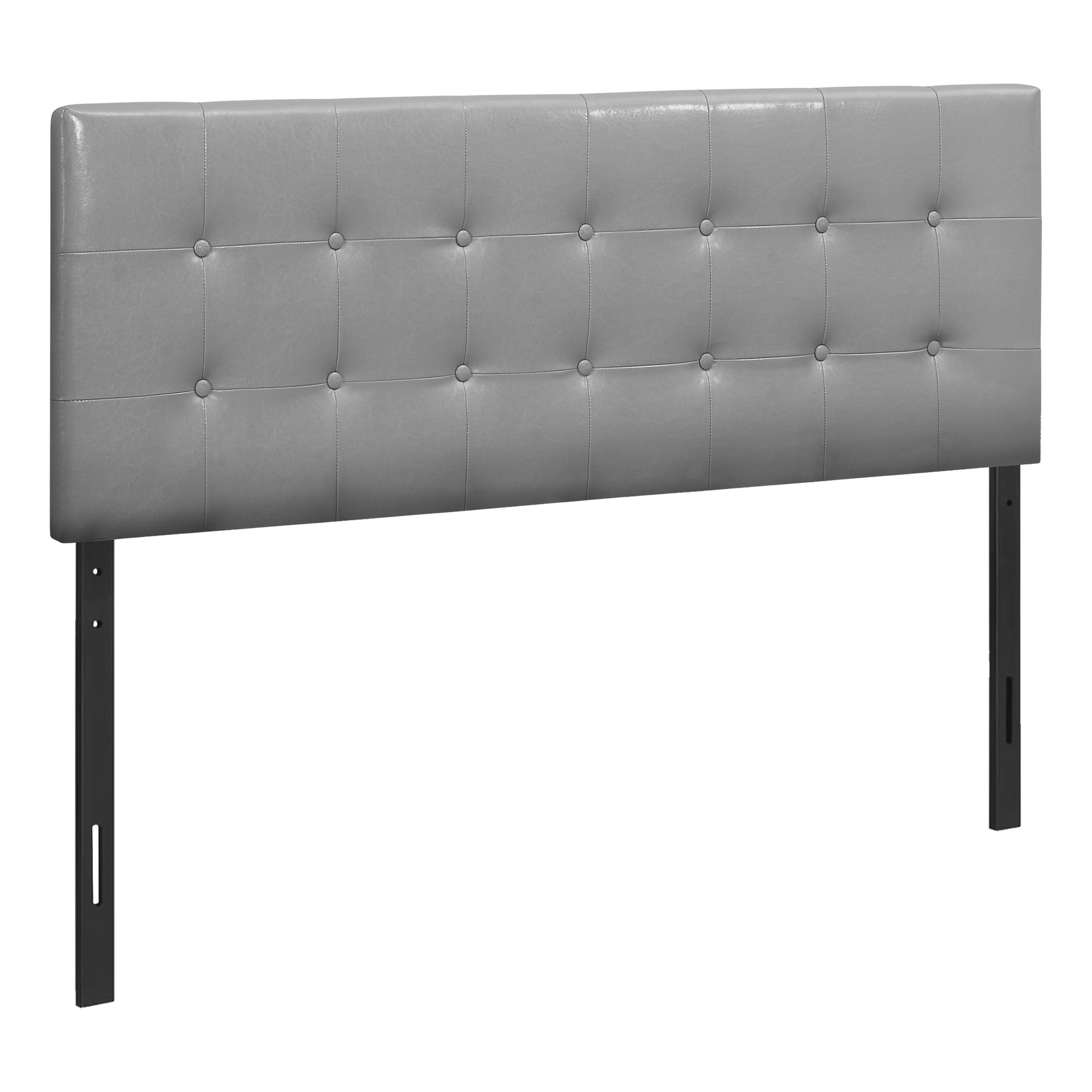 Queen Size Grey Faux Leather Headboard - Modern Upholstered Bed Frame for Master Bedroom & Guest Room Decor