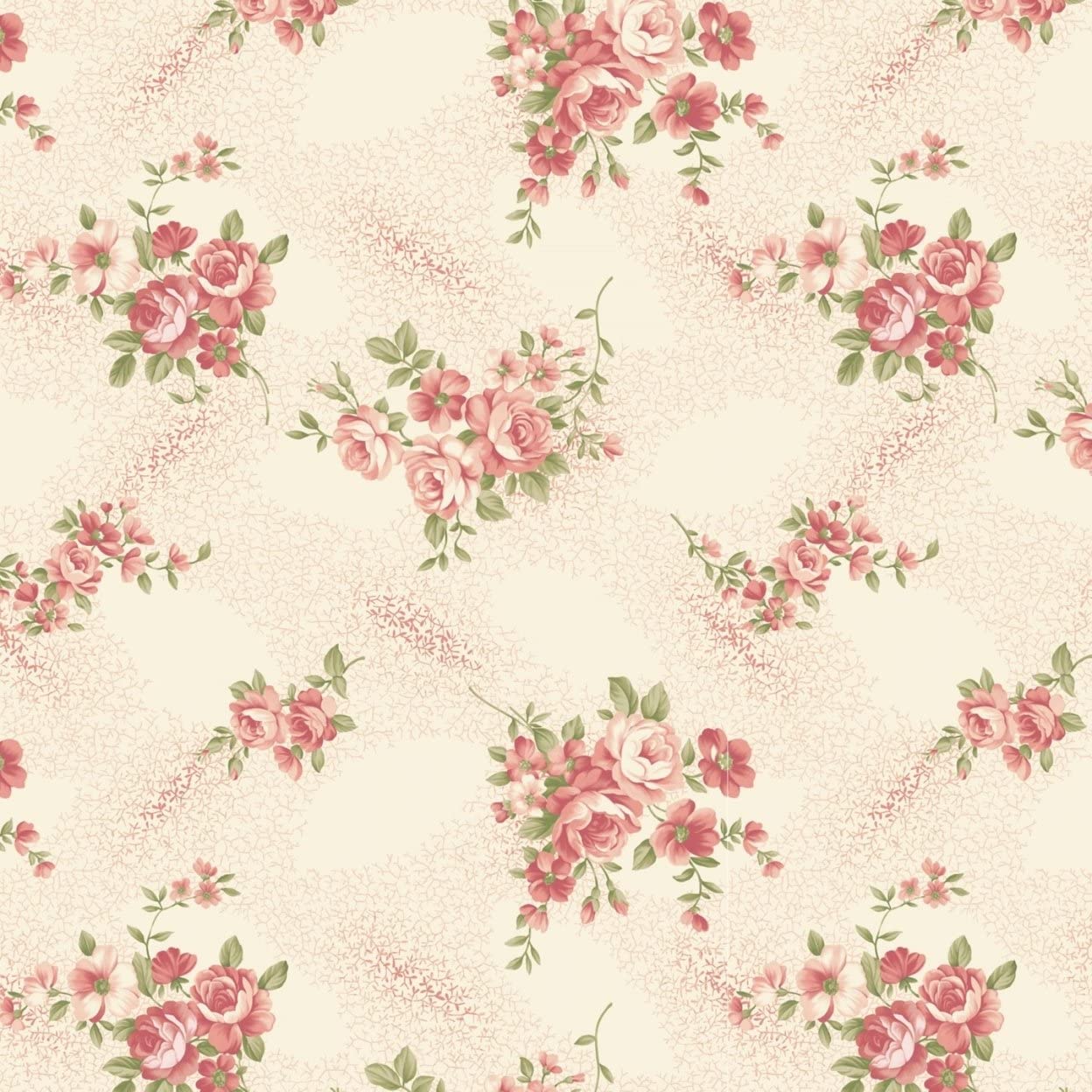 P&B TEXTILES Sweet Blush Floral Rose Cotton Fabric by The Yard - Soft Printed Fabric for Quilting, Dressmaking & Home Decor (Multi)