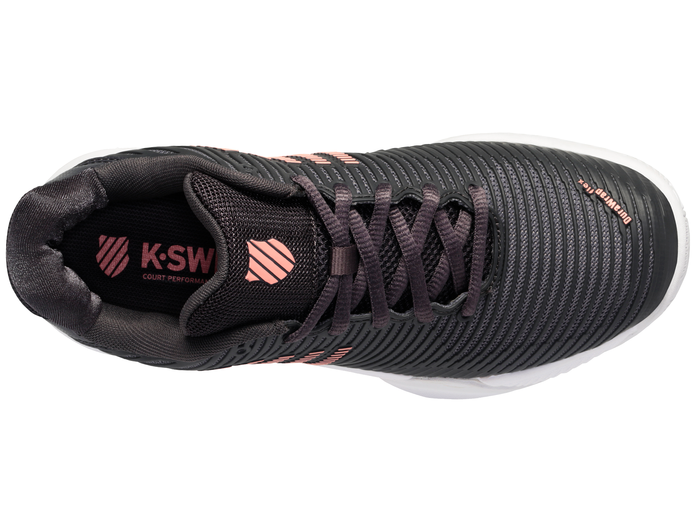 Hypercourt Express 2 Wide Tennis Shoes - 96807 009 W | Asphalt/White/Peach Amber Color | Lightweight & Durable for Court Performance | Perfect for Competitive Tennis & Training Sessions