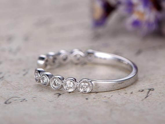 0.25 Carat 10k White Gold Moissanite Wedding Band - Elegant Anniversary Ring for Women, Perfect for Bridal Jewelry, Engagement Gift & Special Occasions