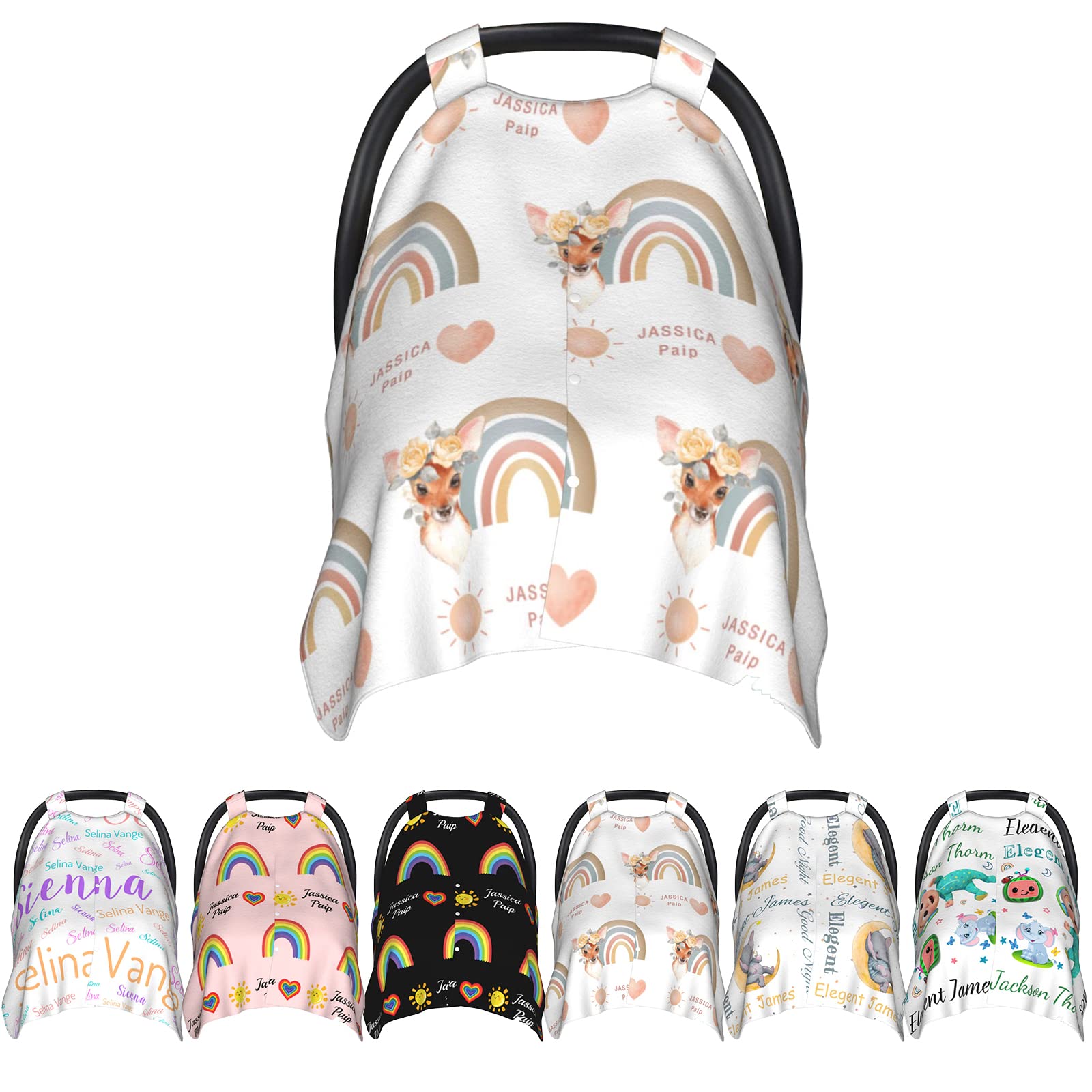Personalized Baby Name Car Seat Covers for Girls & Boys - Custom Nursing Car Seat Canopy for Newborns & Toddlers - Winter Breastfeeding Cover for Infants - Perfect for Travel, Shopping & Outdoor Activities