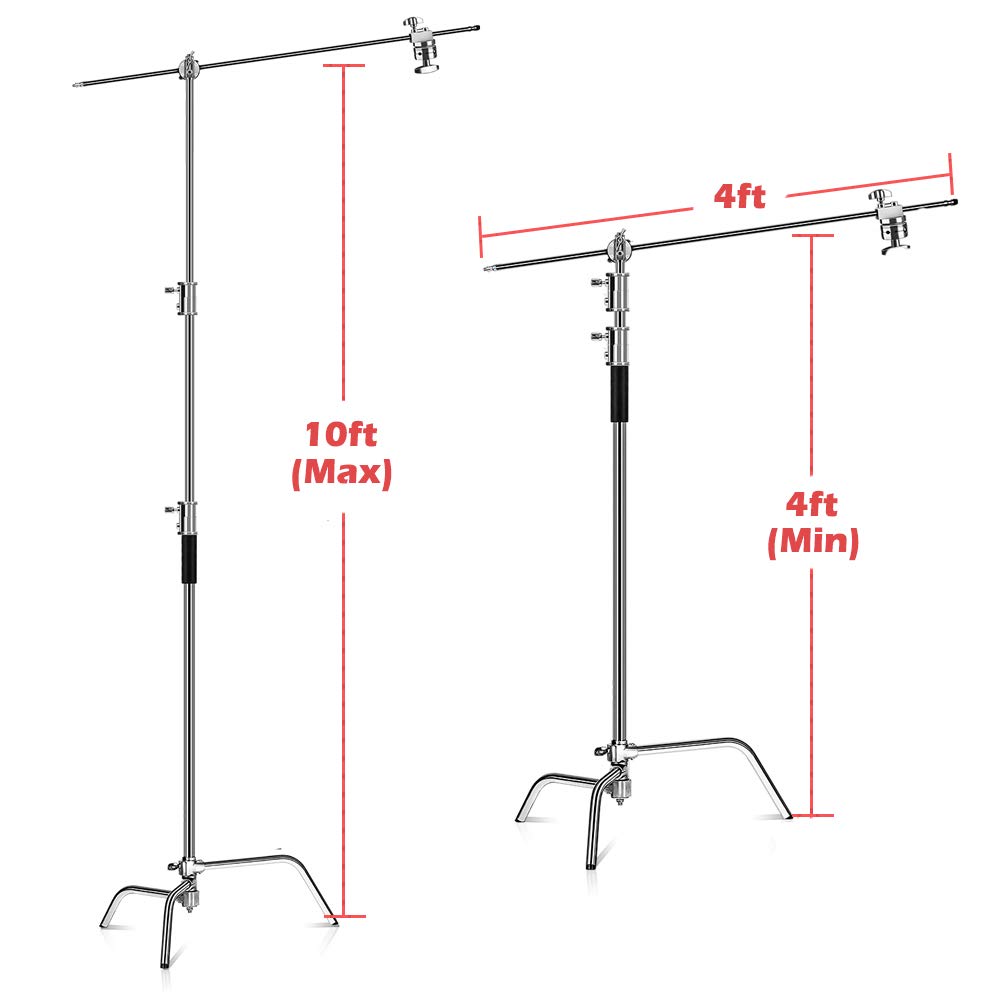 Heavy Duty Pro C Stand with Boom Arm - Adjustable Light Stand for Photography Studio, Video Reflector, Monolight & Softbox | Perfect for Professional Photoshoots, YouTube Videos & Live Streaming