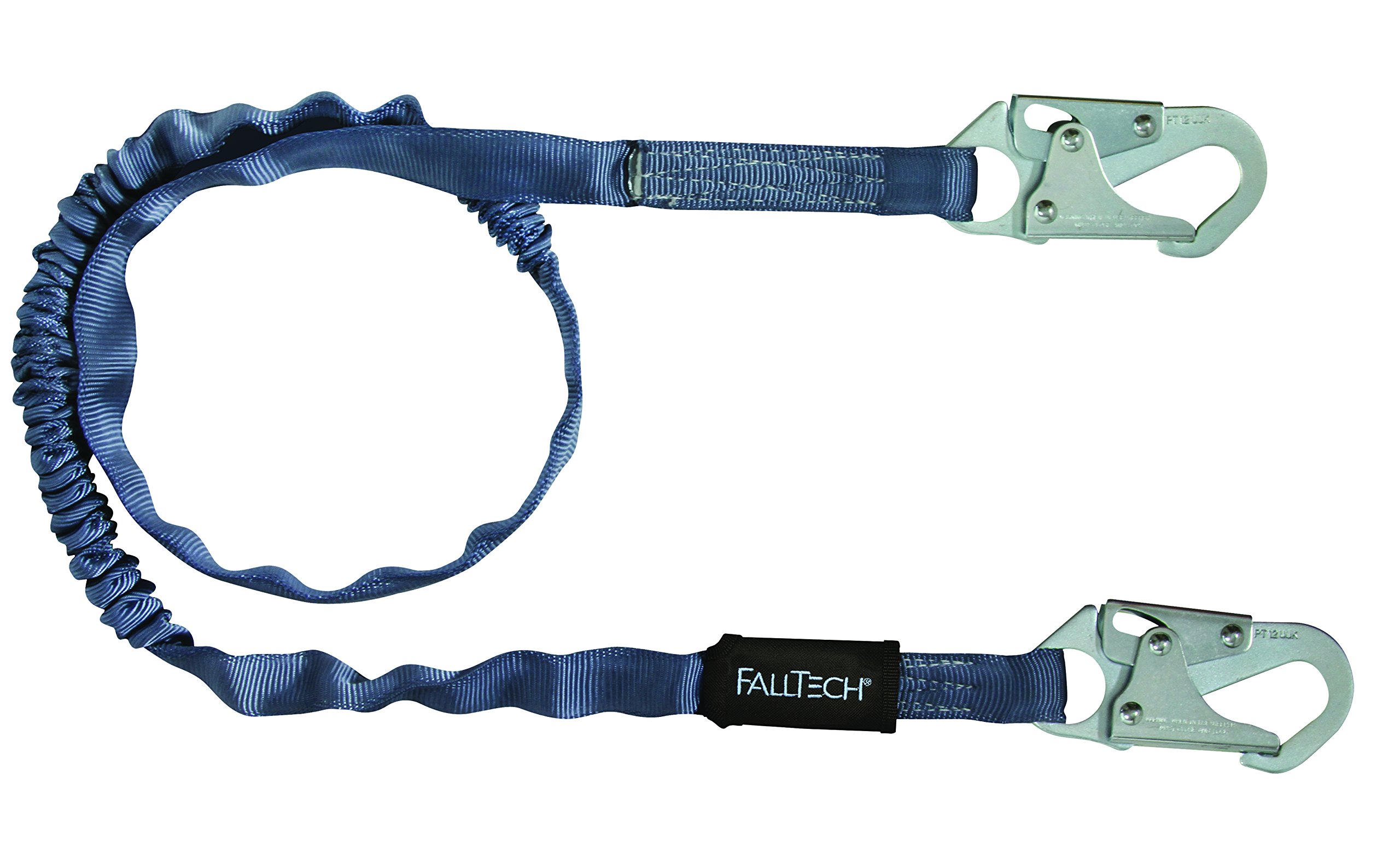 FallTech 8259 Single Leg Safety Lanyard with 2 Snap Hooks - 6ft Blue Tubular Web SAL for Construction & Roofing Work | Fall Protection Equipment for Workers at Heights
