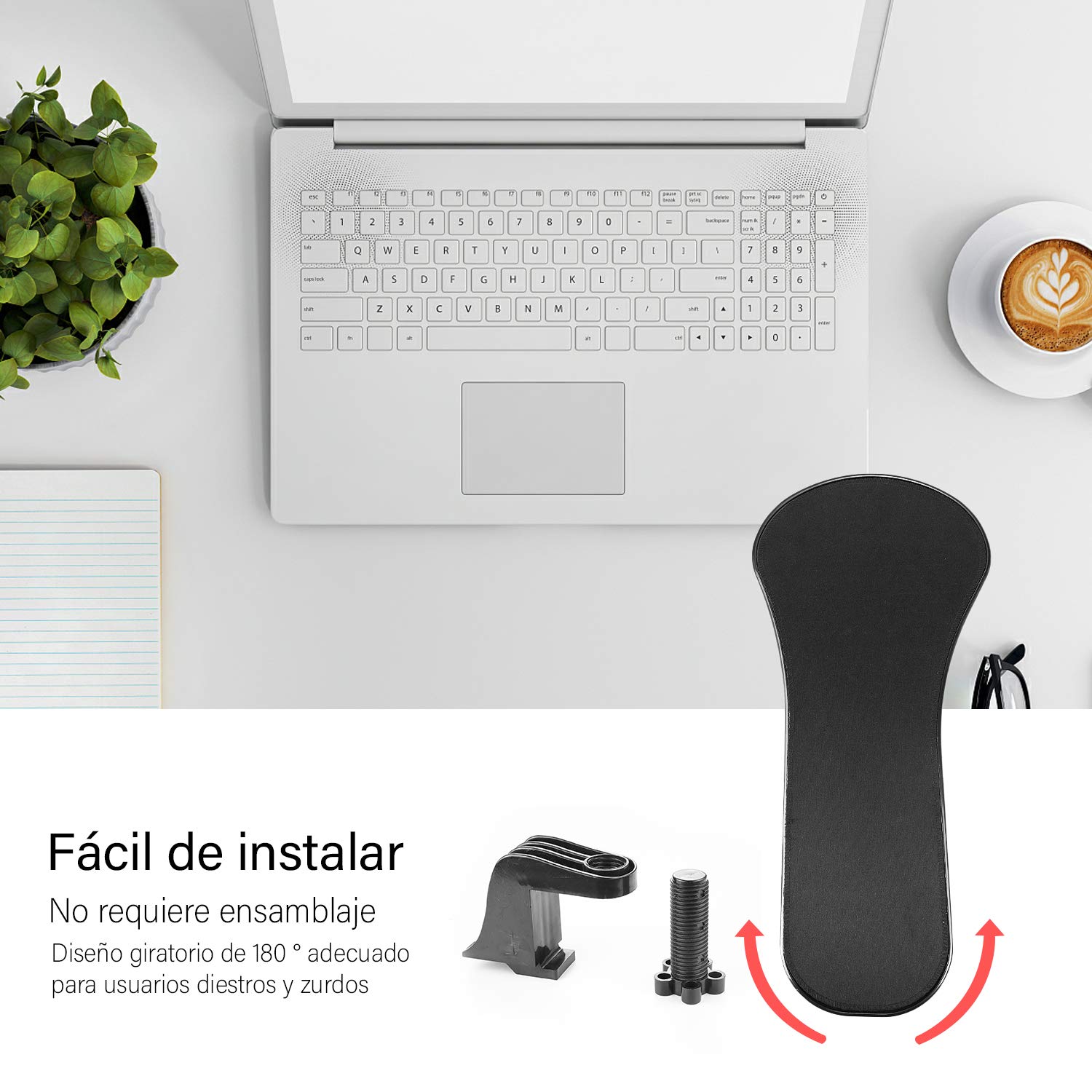 Ergonomic Adjustable Wrist Rest for Computer - Dual Purpose Desk & Chair Attachable Arm Support - Home & Office Use with Mouse Pad - Perfect for Gaming, Typing, and Long Work Sessions