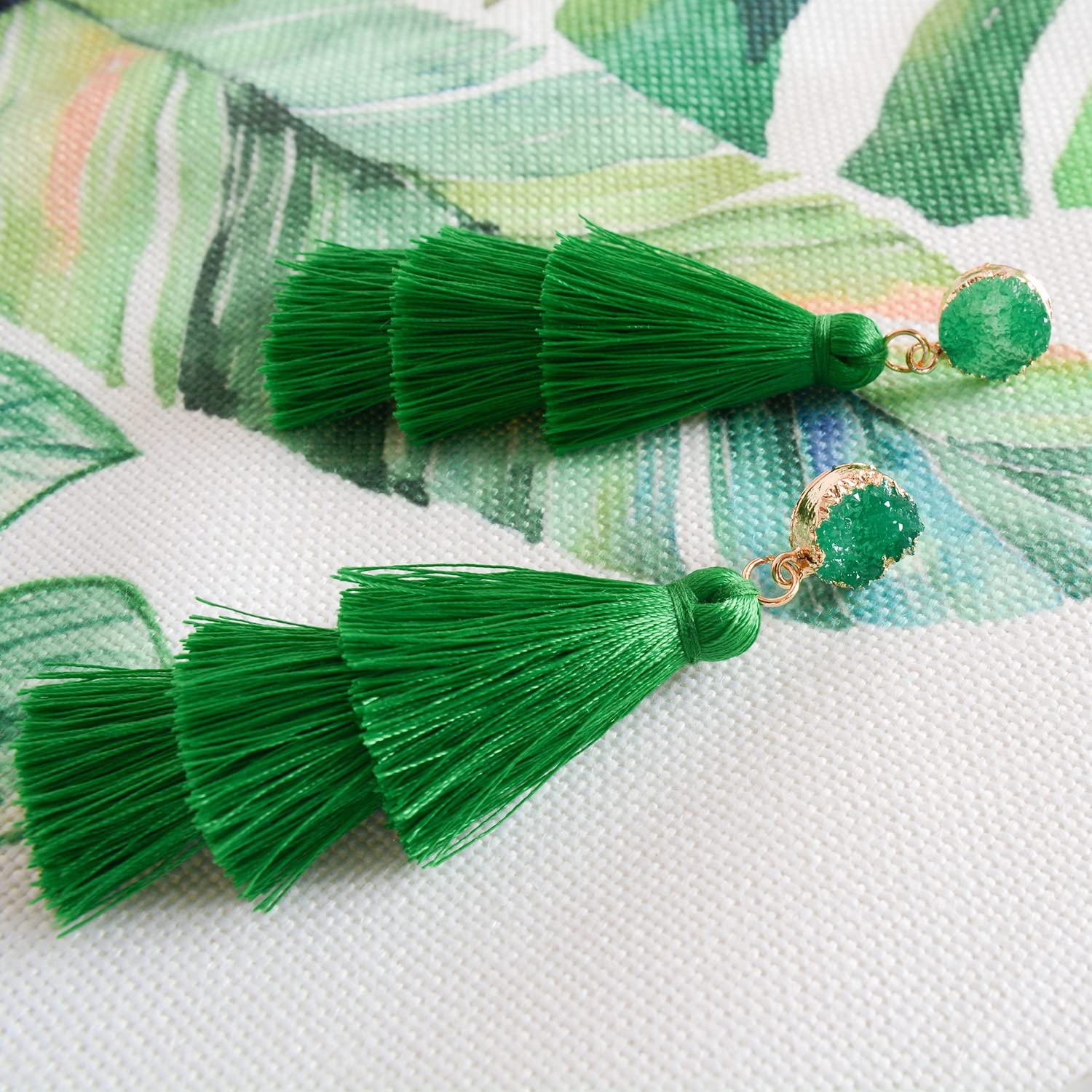 Bohemian Layered Tassel Dangle Earrings for Women - Acrylic Rose Petal Drop Earrings, Holiday Party Jewelry Gift - Perfect for Festive Occasions, Weddings and Special Events
