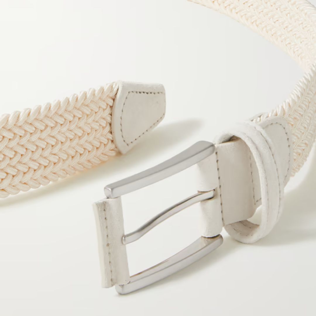 3.5cm Woven Elastic Belt for Women - Adjustable Waistband Stretch Waist Belt - Cream Color - Perfect for Pants, Skirts, Dresses and DIY Sewing Projects