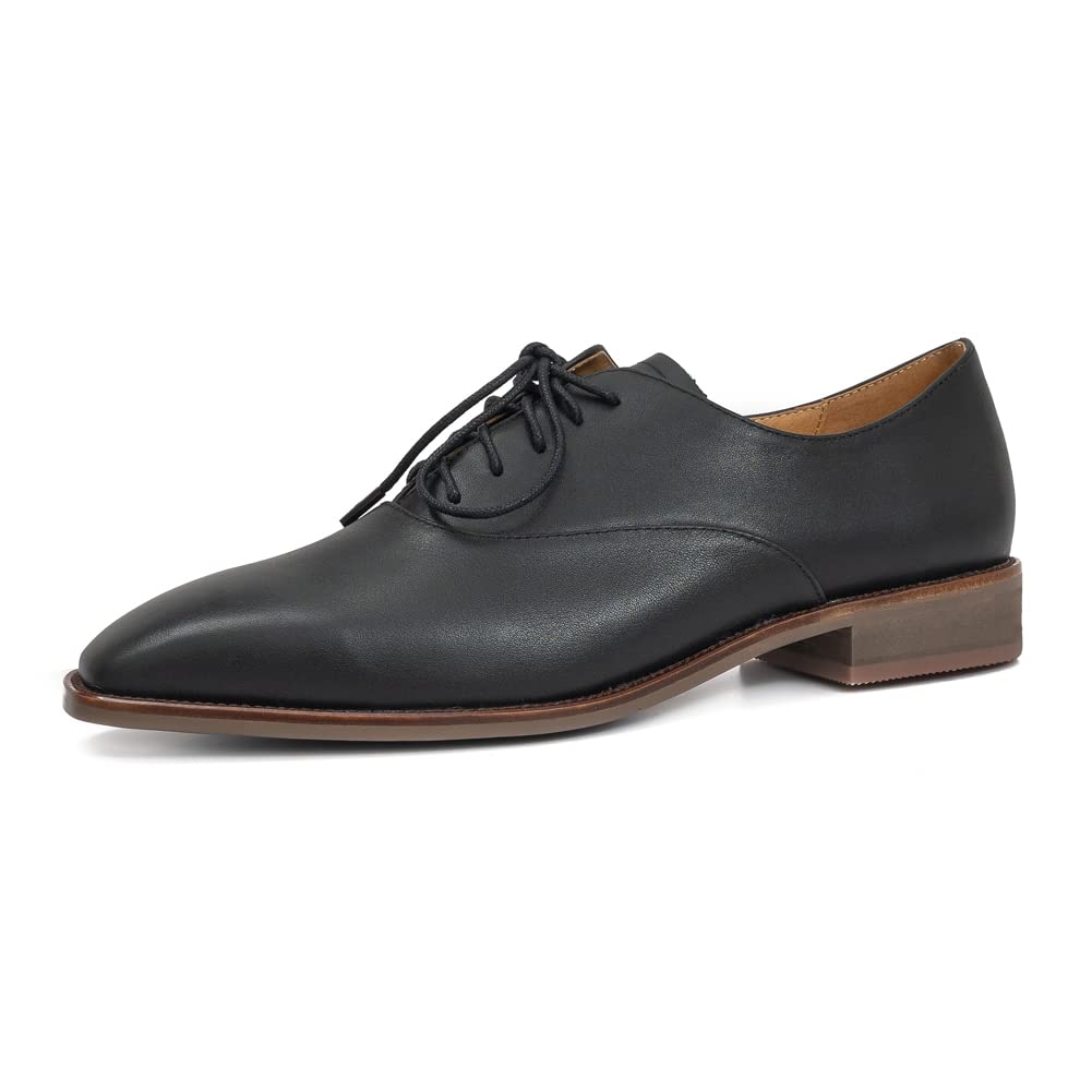 ONEENO Women's Lace-up Leather Oxford Shoes - Stylish & Comfortable Casual Walking Shoes for Work, Office & Everyday Wear