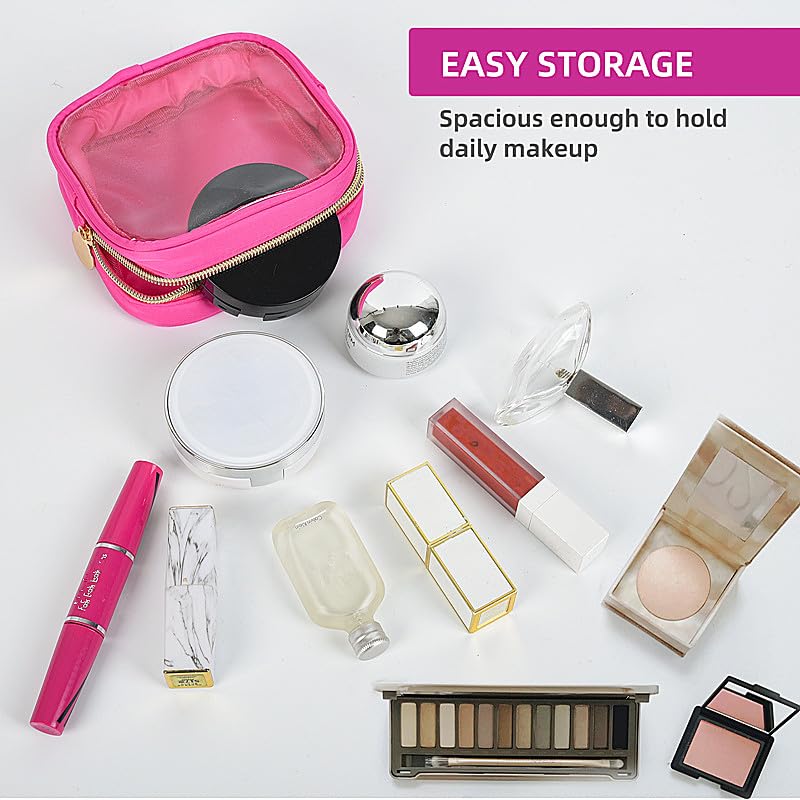2PCS Mini Clear Makeup Bag for Women & Girls - Small Waterproof Cosmetic Travel Pouch Organizer, Nylon Toiletry Bag for Purse, Gym, Vacation & Everyday Use