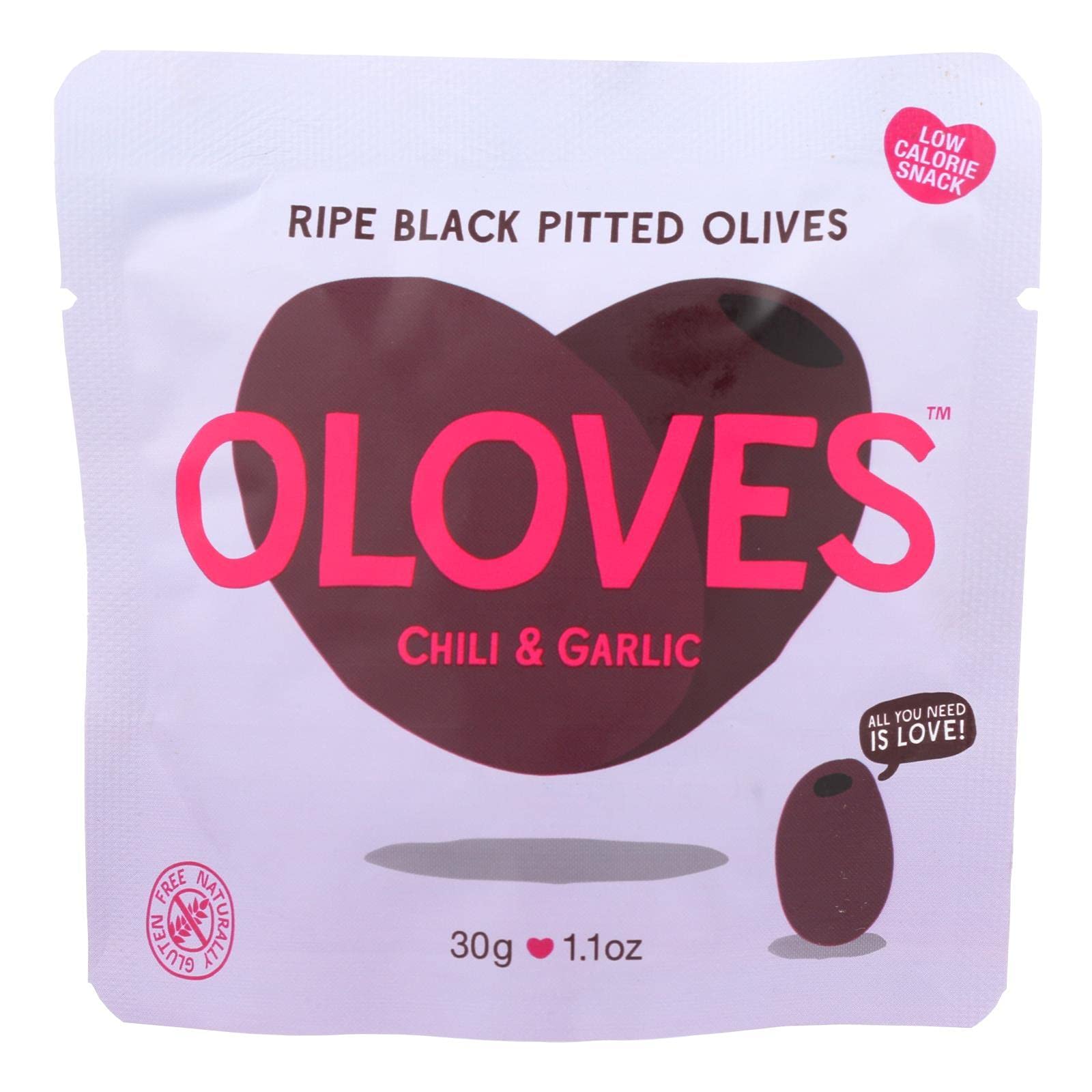 Oloves Chili & Garlic Flavored Snack Olives - Pack of 10 | Spicy Gourmet Olives for Charcuterie Boards, Cocktails & Healthy Snacking