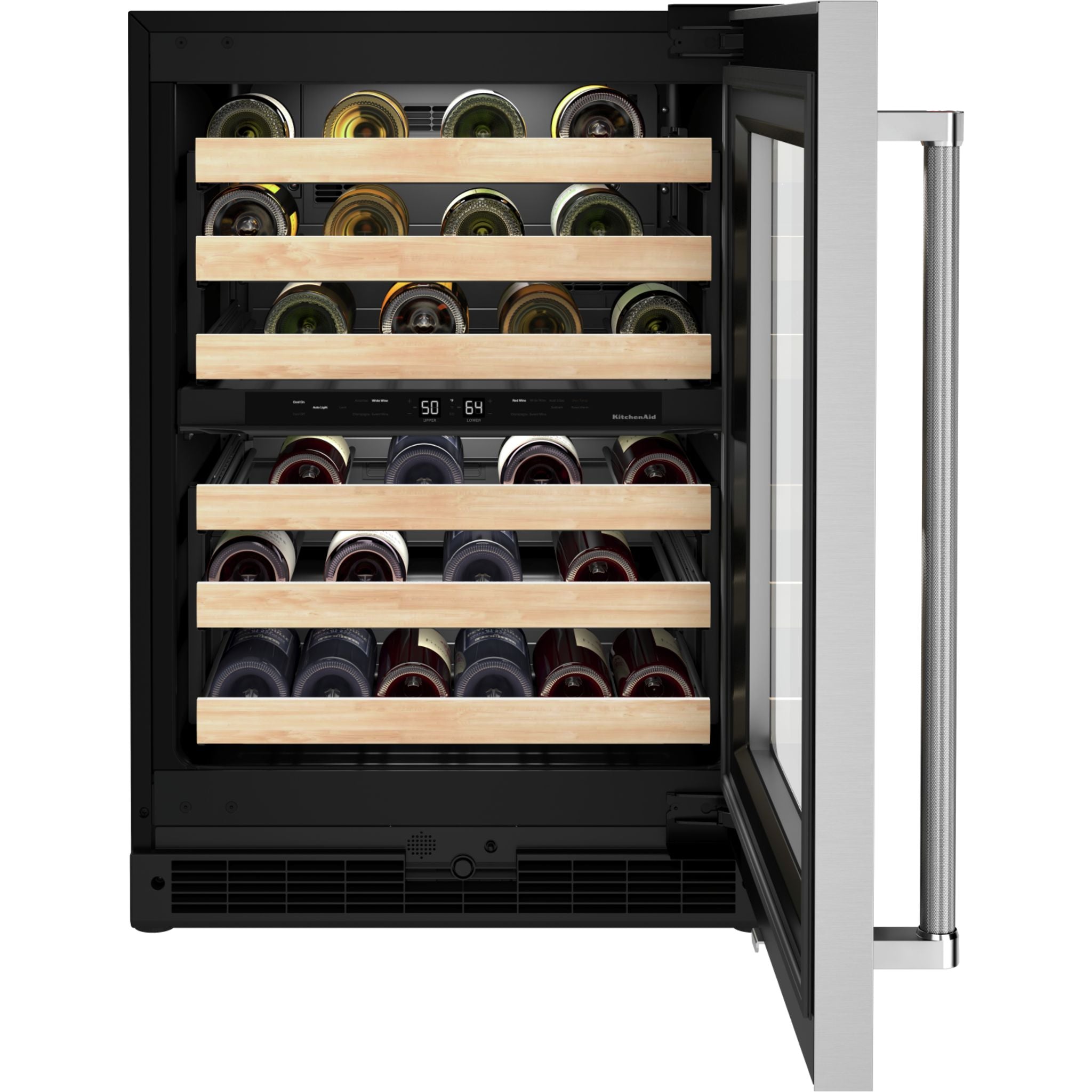 KitchenAid KUWR214KSB 24 Inch Built-In Wine Cellar Refrigerator - Stainless Steel - Perfect for Home Bars, Restaurants, and Wine Storage Enthusiasts