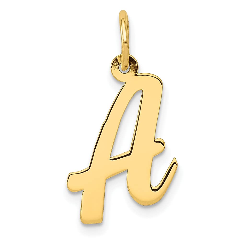 14K Yellow Gold Medium Script Letter A Initial Monogram Charm Necklace - Personalized Name Pendant for Women - Elegant Fine Jewelry Gift for Her - Perfect for Birthdays, Anniversaries & Special Occasions