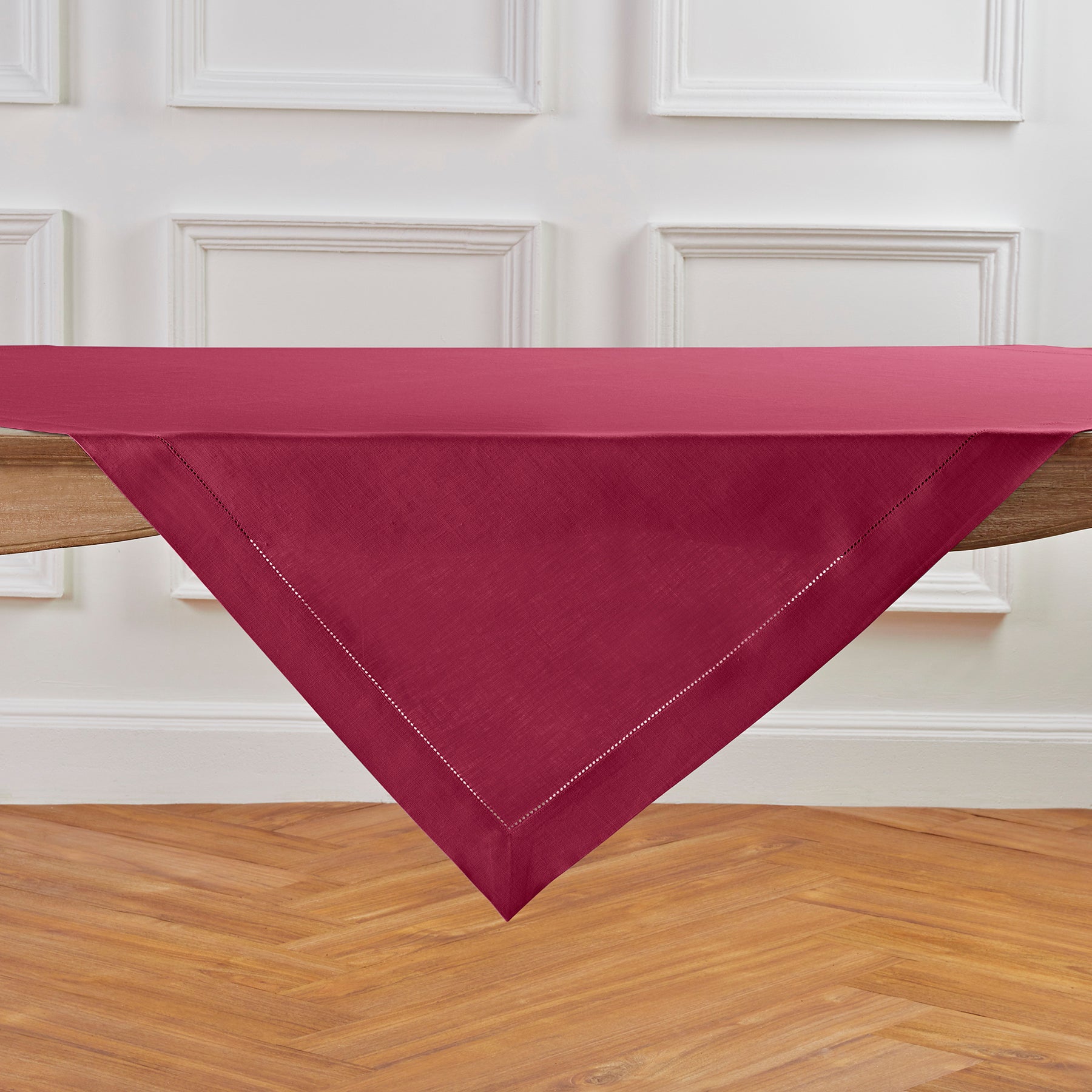 Classic Hemstitch Table Throw - Elegant Linen Table Runner for Dining Room Decor, Wedding & Holiday Table Settings