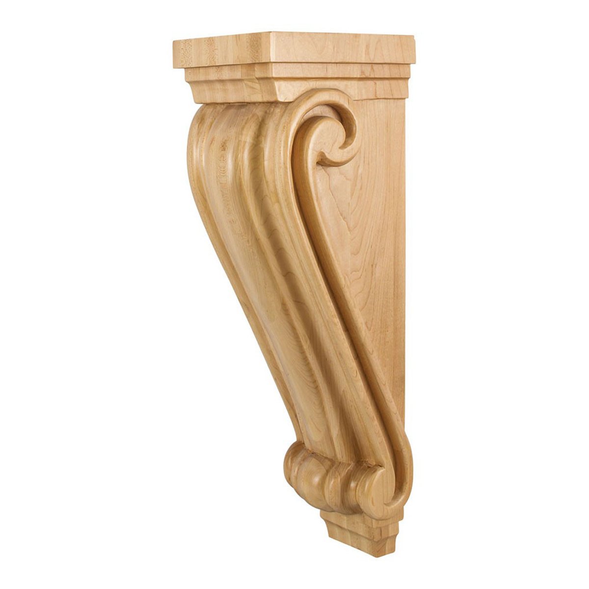 Hard Maple Scrolled Corbel 6.75