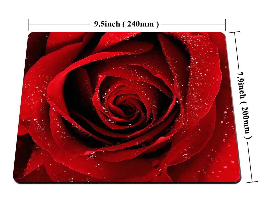 Premium Smooffly Flower Gaming Mouse Pad - Red Rose with Water Droplets Design, Non-Slip Rubber Base, Large Rectangle Mouse Mat for PC, Laptop, Office & Gaming Setup - Perfect for Work, Gaming & Home Office Use
