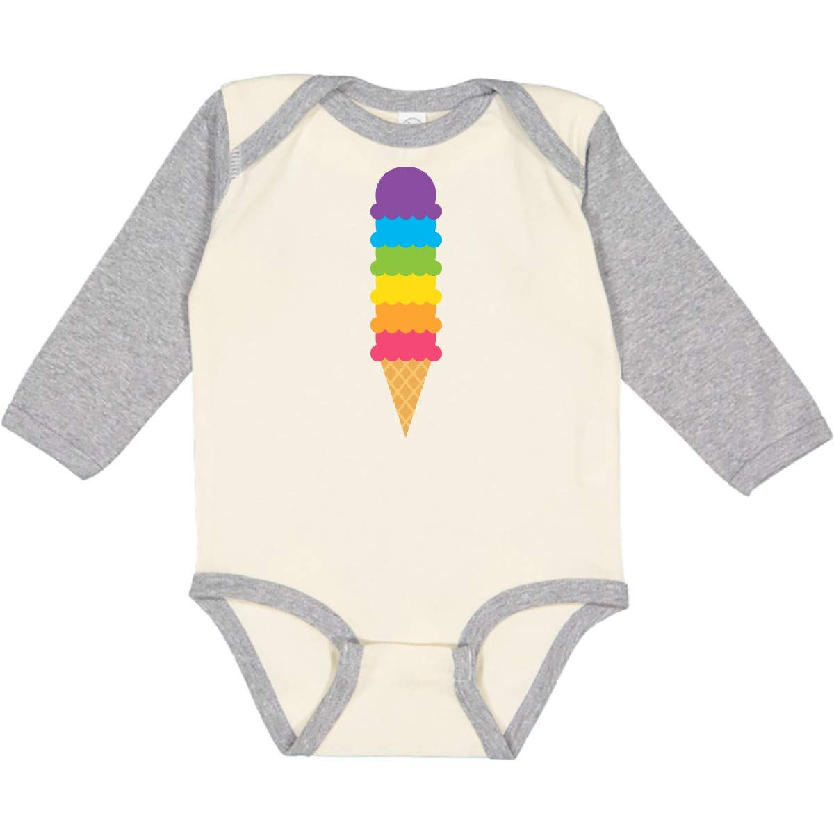 Inktastic Rainbow Ice Cream Print 2-Pack Long Sleeve Baby Bodysuit - Soft Cotton Infant Romper for Boys & Girls - Perfect for Playdates, Photo Shoots & Everyday Wear
