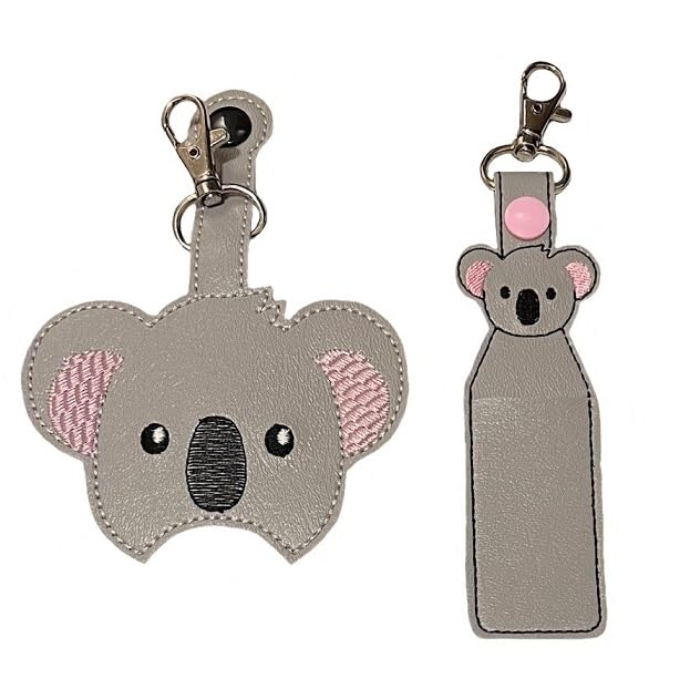 Koala Bear Hand Sanitizer Holder & Lip Balm Keychain - Cute Sanitizer Bottle Clip for Purse, Backpack, Gym Bag - Perfect for Travel, Office, School