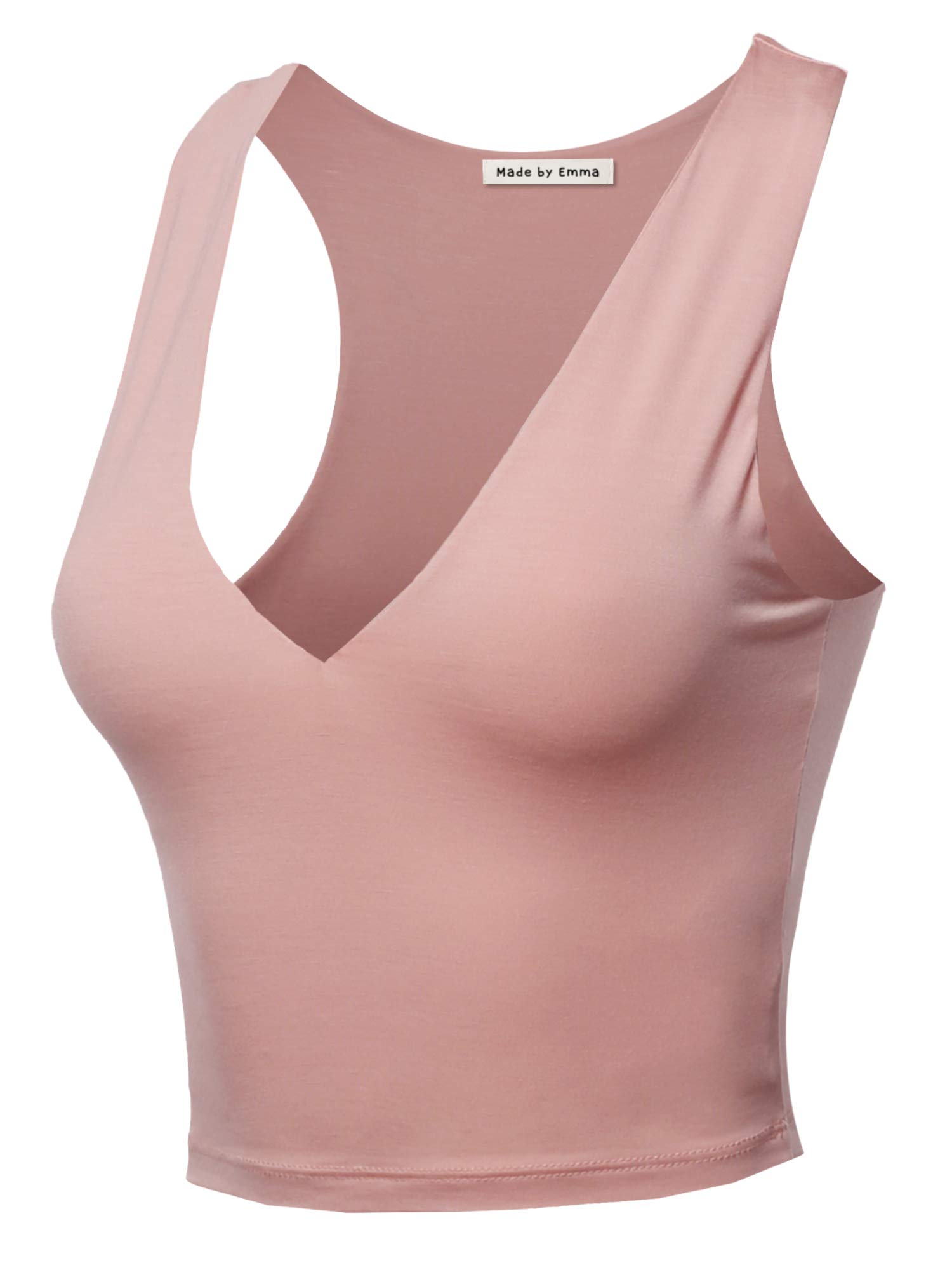 Emma Women's Solid Sleeveless V-Neck Ribbed Crop Tank Top - Casual Summer Tops for Women, Perfect for Beach, Yoga, and Layering